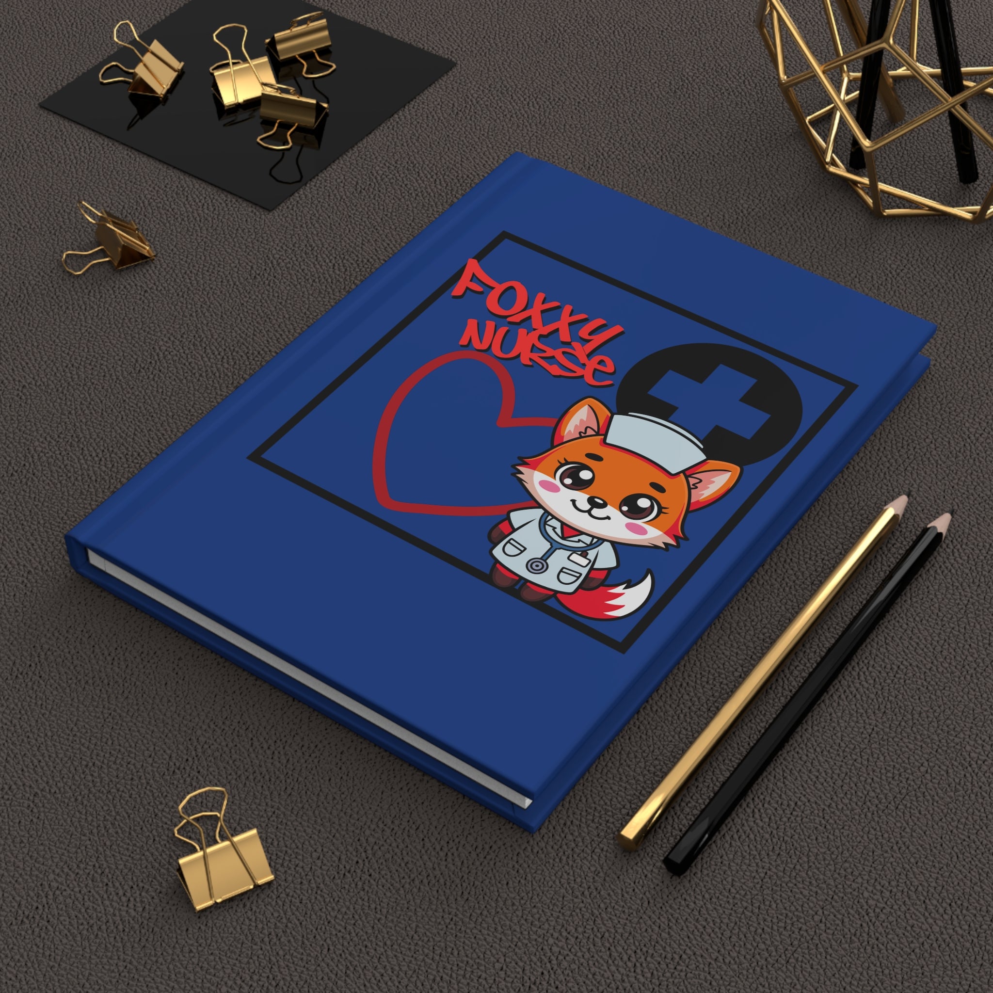 Foxxy Nurse Hardcover Journal(Red|Black|Blue)| Cute Nurse Gift for Healthcare Heroes | Cute Medical Journal |
