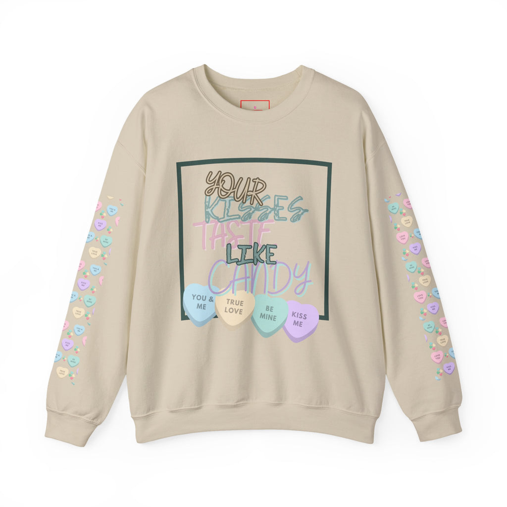 Candy Kisses Valentines Day Crewneck Sweatshirt | Heart Sweater | Candy Sweater |