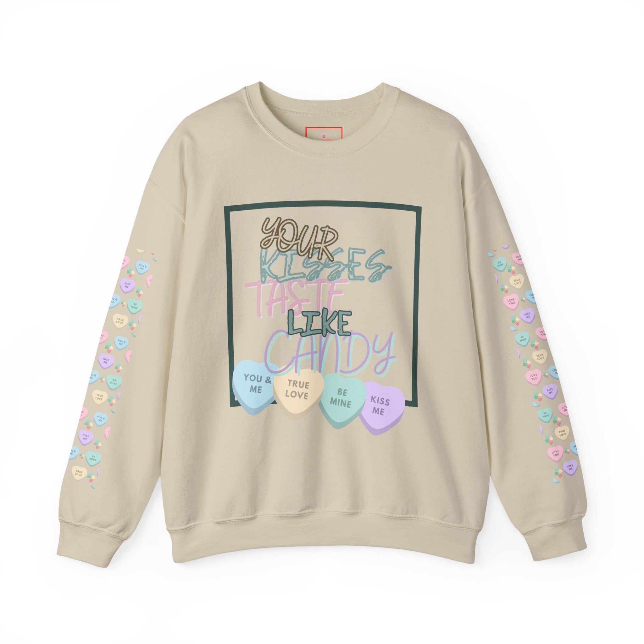 Candy Kisses Valentines Day Crewneck Sweatshirt | Heart Sweater | Candy Sweater |