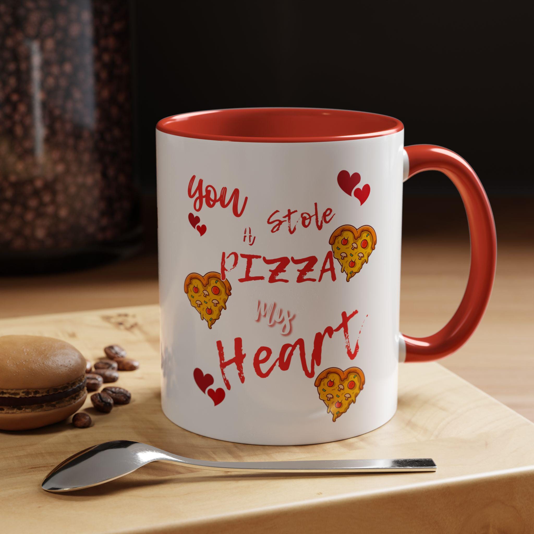 You Stole My Pizza Heart Valentines Day Mug | Heart Pizza Accent Coffee Mug | Foody Valentines Day Mug |