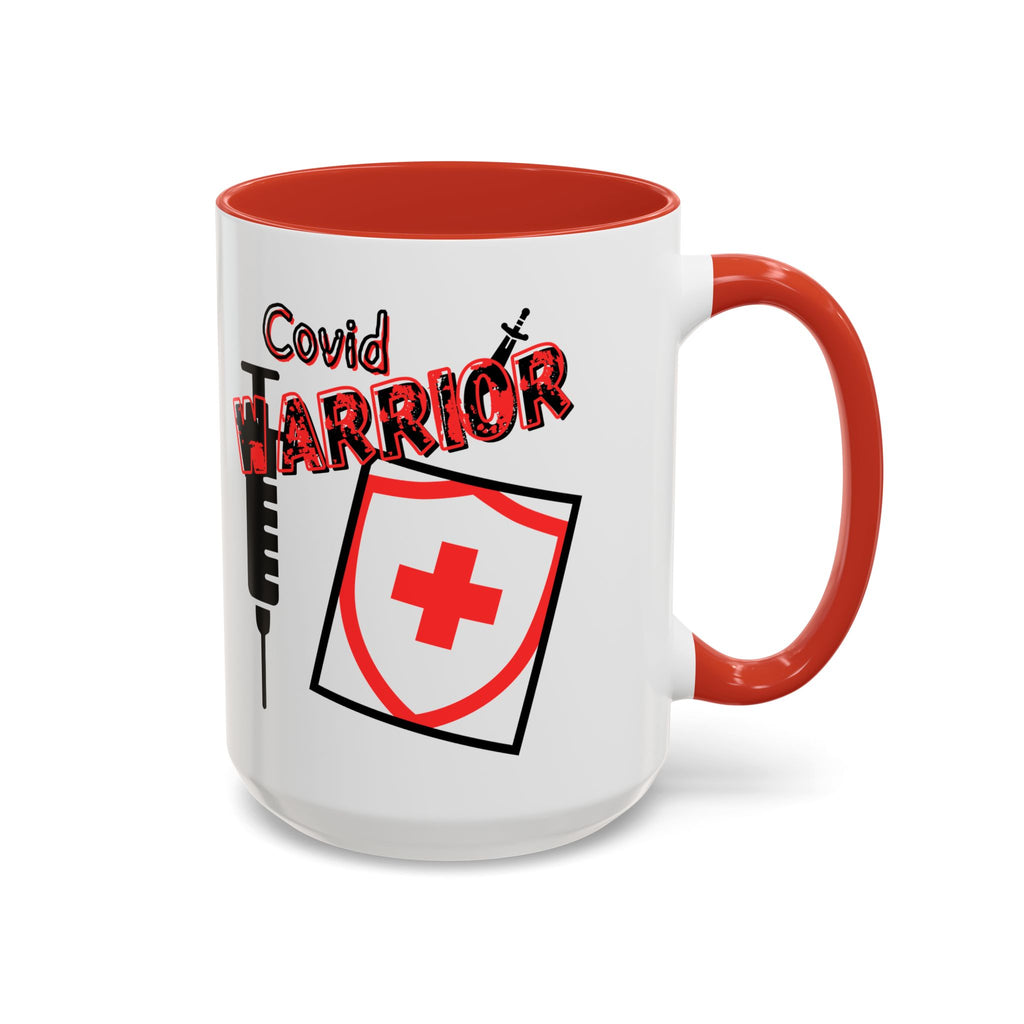 COVID Warrior Coffee Mug(Red|Black) | Vaccine Shield Accent Mug 11/15oz| Medical Staff Work Mug |
