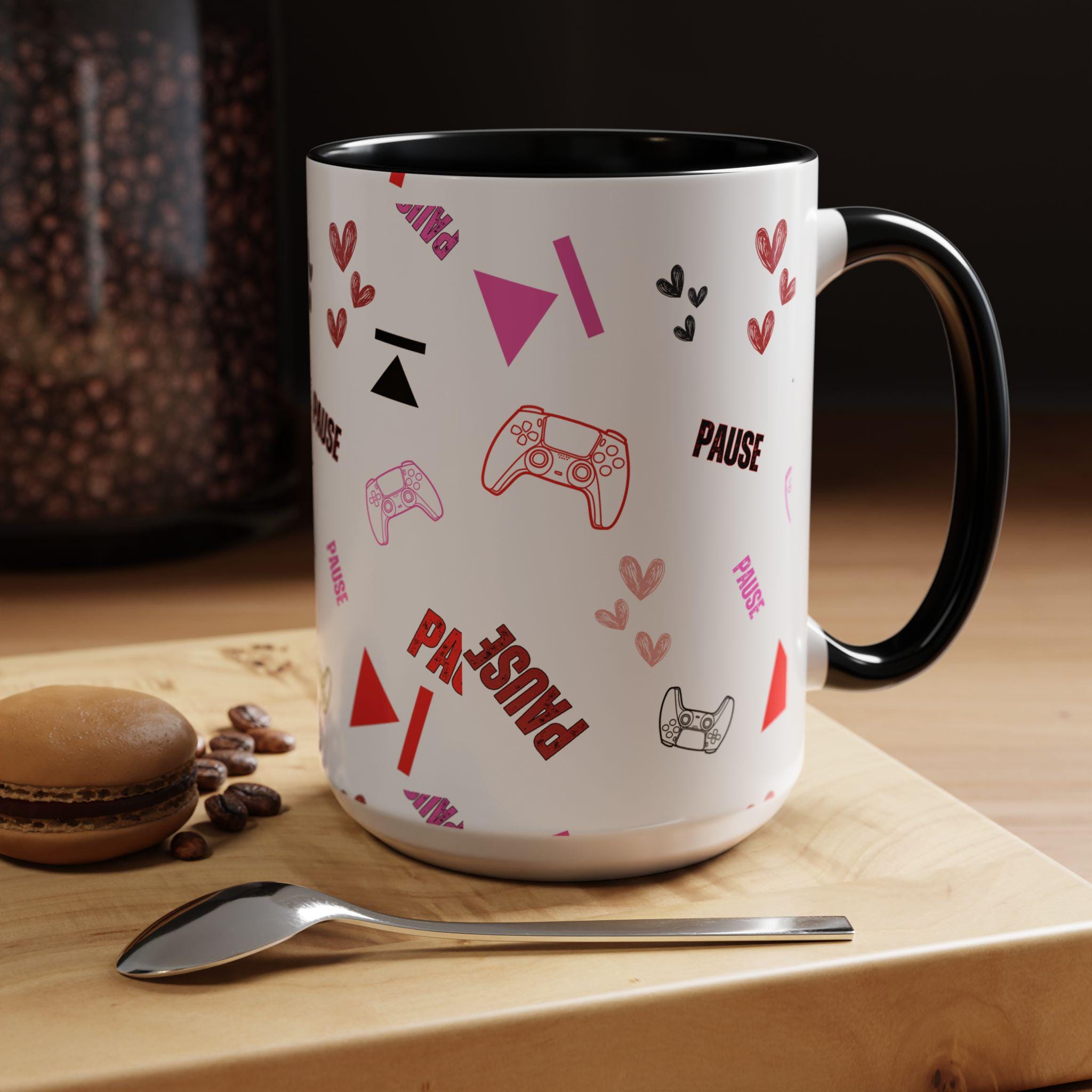 Valentine Gamer Heart Controller Mug | Accent Coffee Mug 11oz 15oz | Gamer Valentines Mug | Gamer Mug |