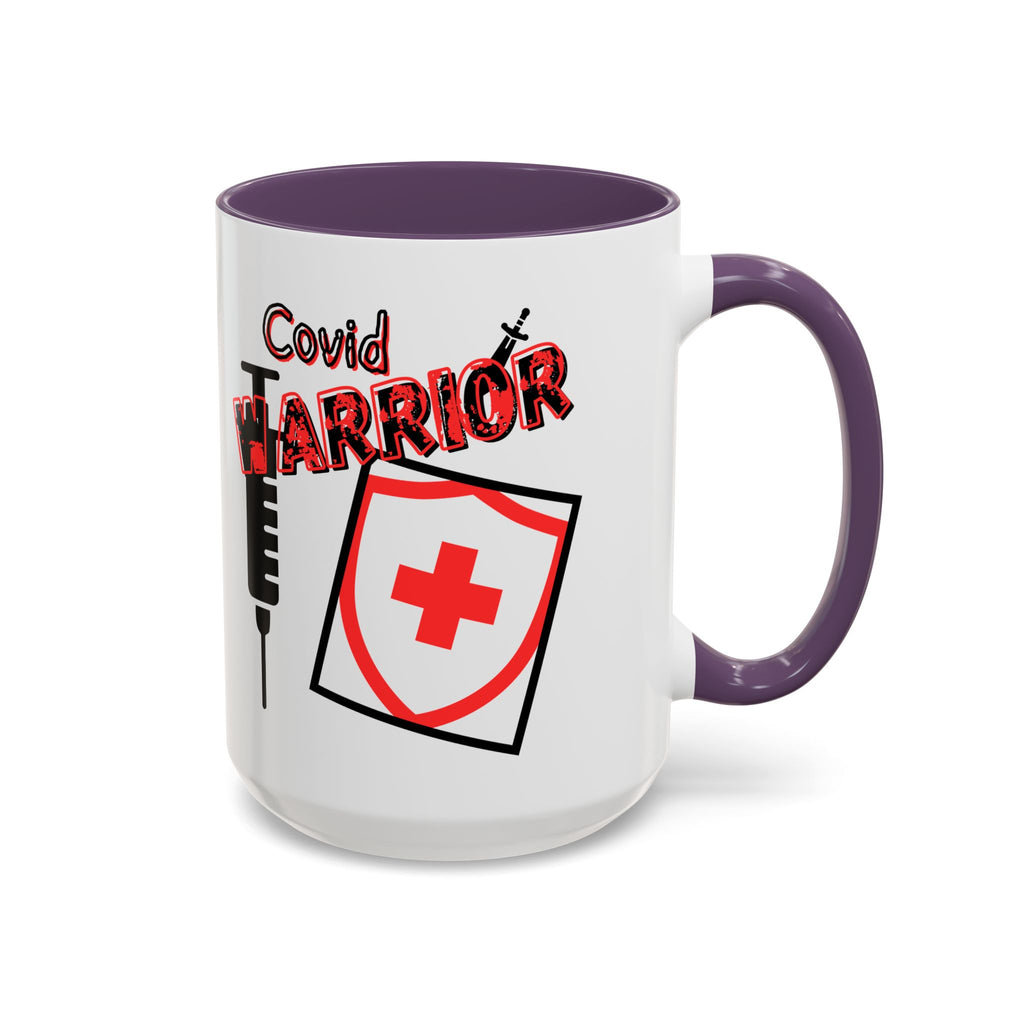 COVID Warrior Coffee Mug(Red|Black) | Vaccine Shield Accent Mug 11/15oz| Medical Staff Work Mug |