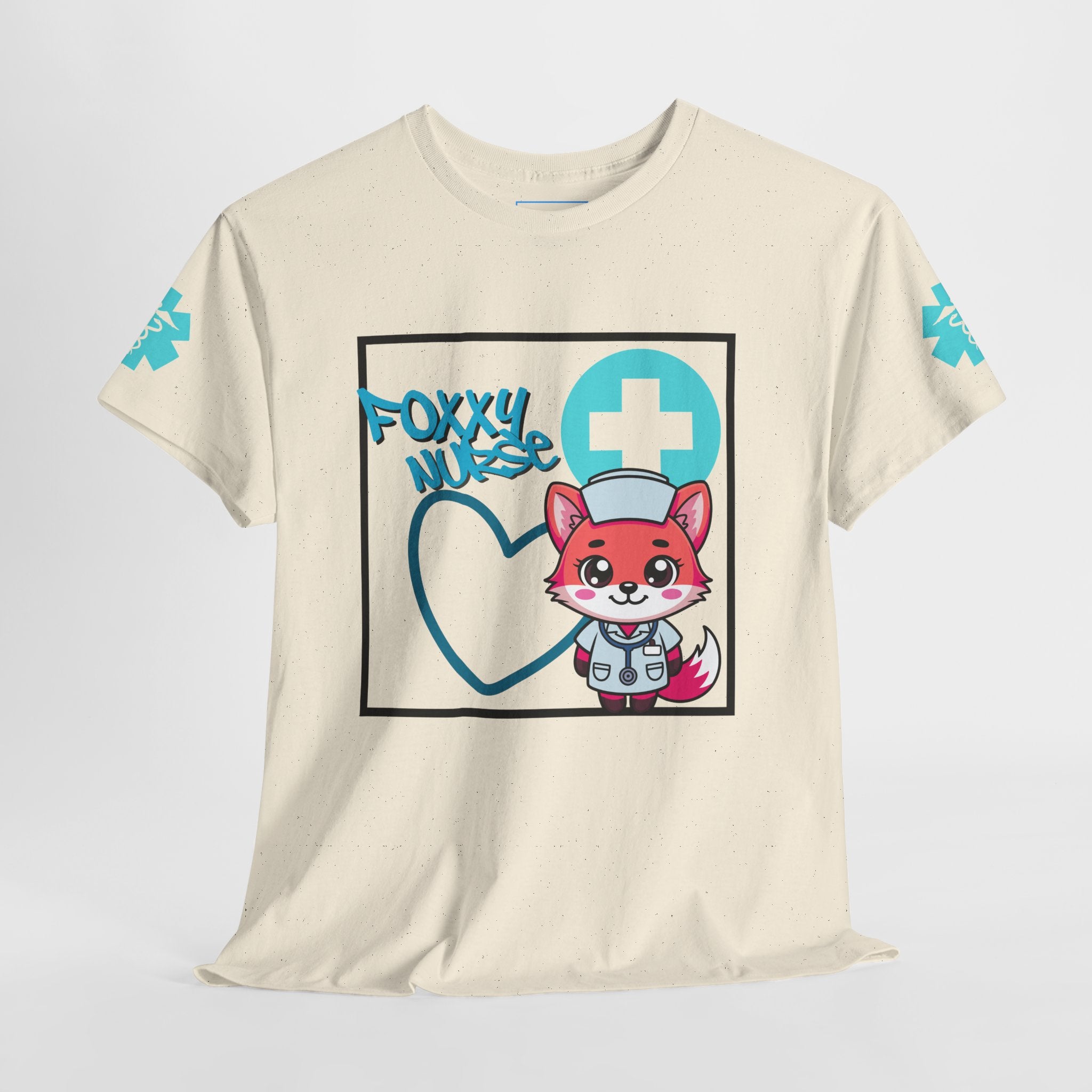 Foxxy Nurse Medical T‑Shirt(Light Blue)|Cute Medical for Nurses & Healthcare Staff| Cute Nursing Tee |