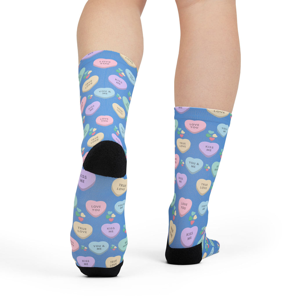 Candy Kisses Valentines Day Crew Socks | Heart Socks | Candy Socks |