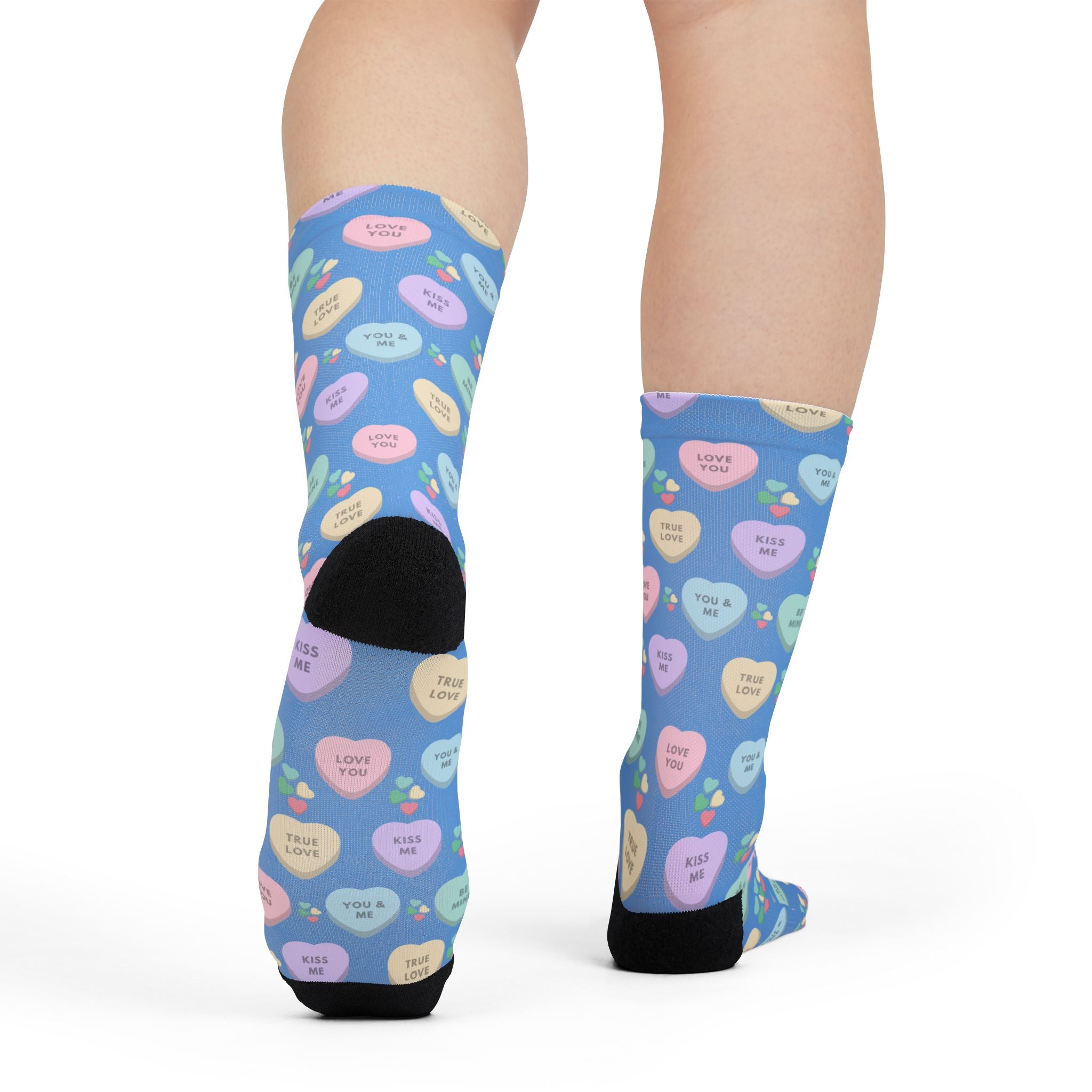 Candy Kisses Valentines Day Crew Socks | Heart Socks | Candy Socks |