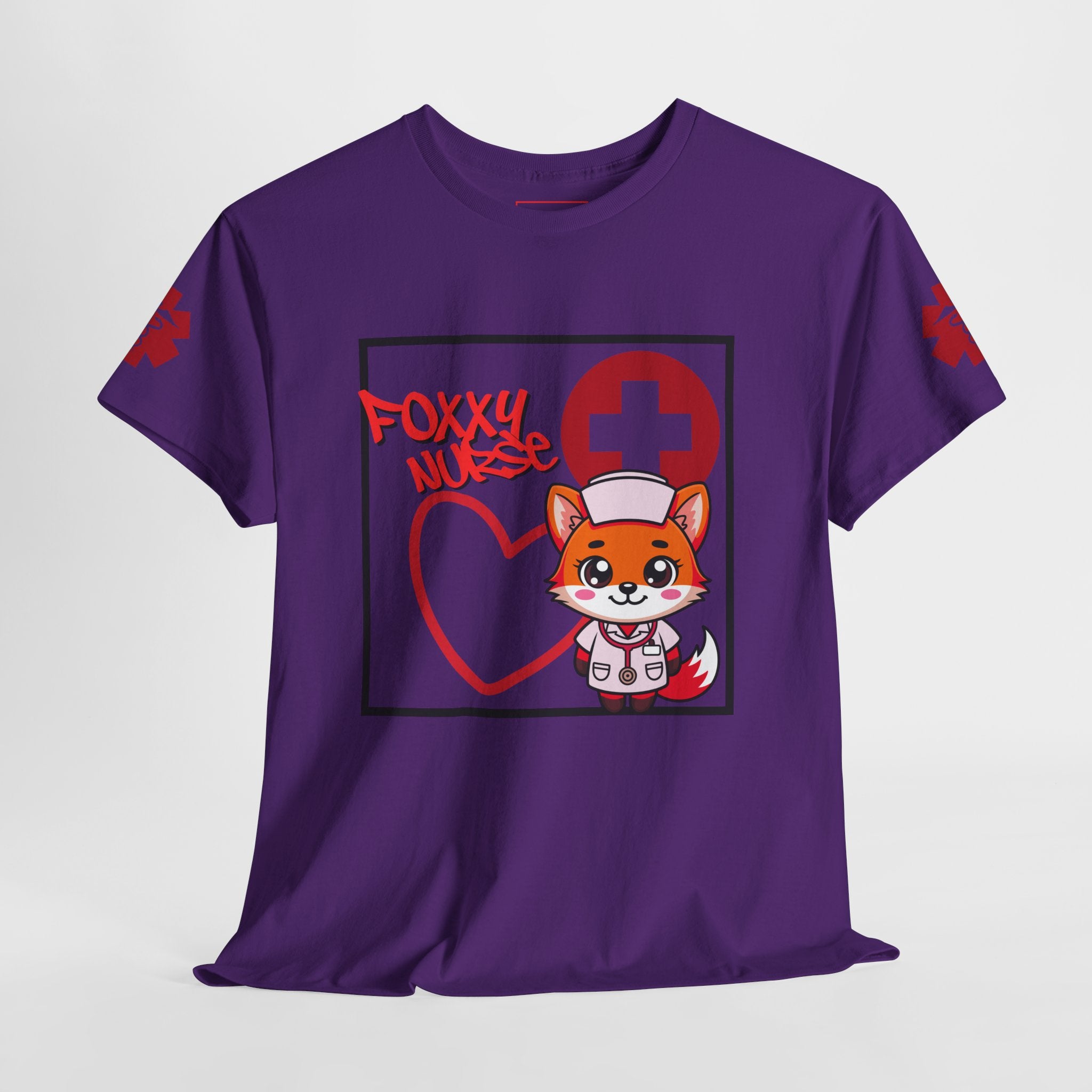 Foxxy Nurse Medical T‑Shirt(Red)|Cute Medical for Nurses & Healthcare Staff| Cute Nursing Tee |