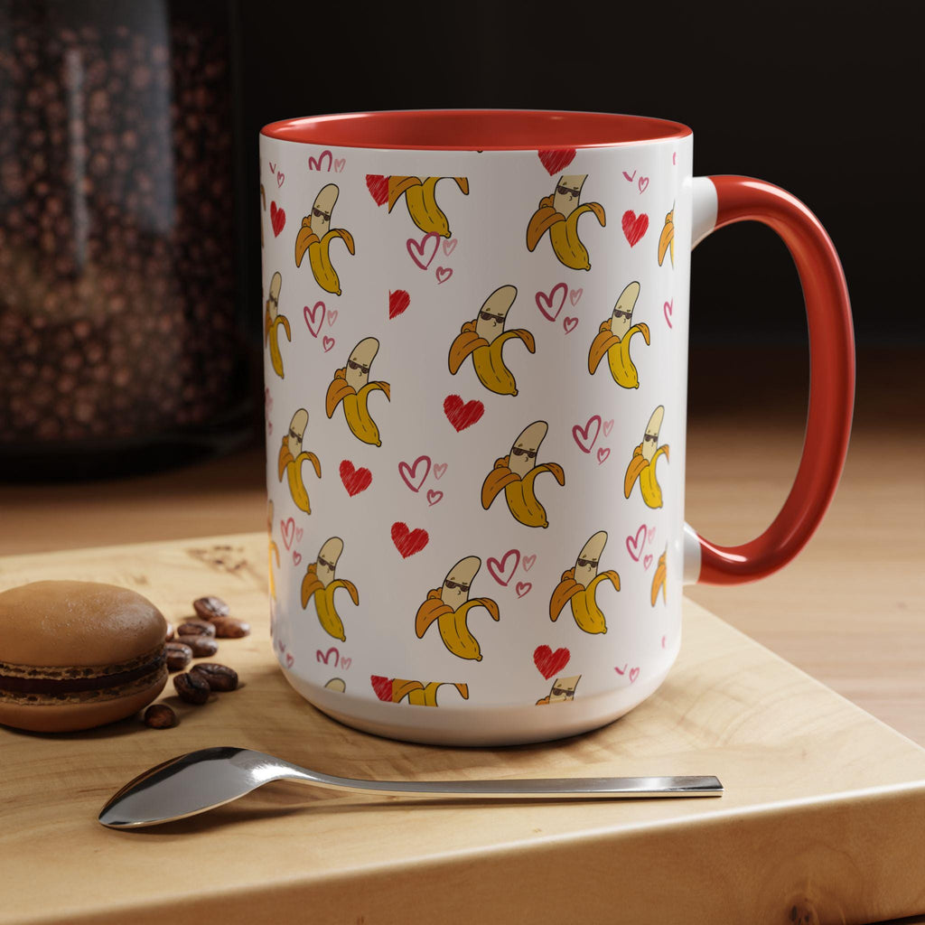 Banana Hearts Valentine Coffee Mug | Cute Valentine Morning Mug | Valentines Day Mug | Cool Valentines