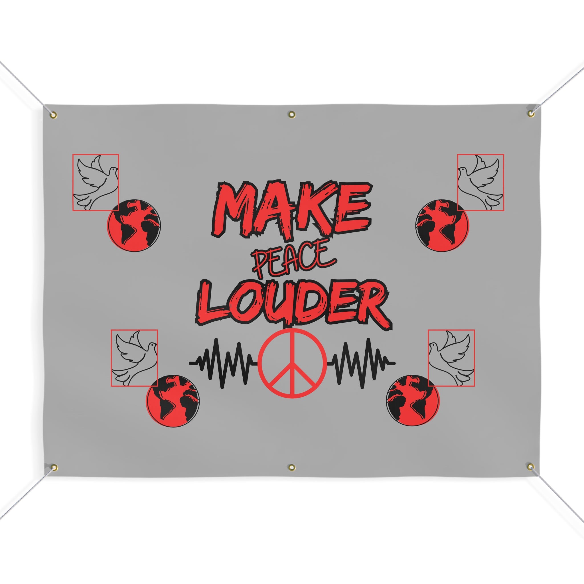 Make Peace Louder Vinyl Banner(Red|Black)| Protest & Rally Peace Sign Banner | Peace Activist Sign | Social Justice Banner |