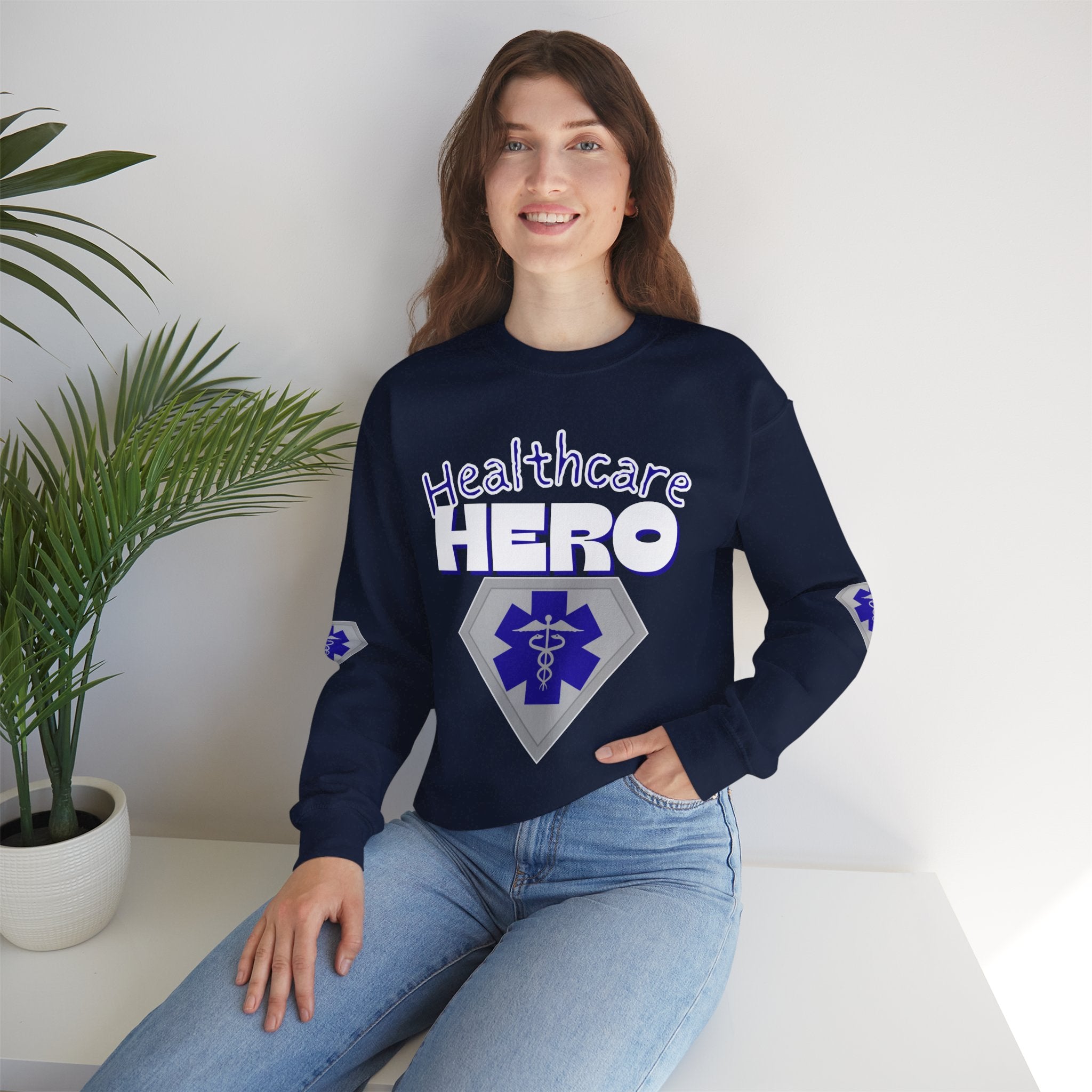 Healthcare Hero Sweatshirt(Blue)|White | Medical Staff Appreciation Crewneck | Frontline Sweatshirt | EMS Sweater |