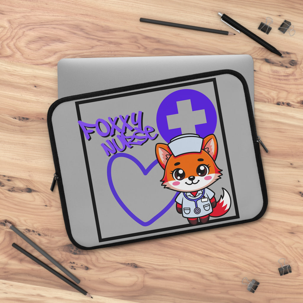 Foxxy Nurse Laptop Sleeve(Purple|Grey|)|Laptop/Tablet Case for Nurses & Doctors| Tablet Sleeve For Medical Workers |Medical Symbol Protective Case for Nurses & EMTs