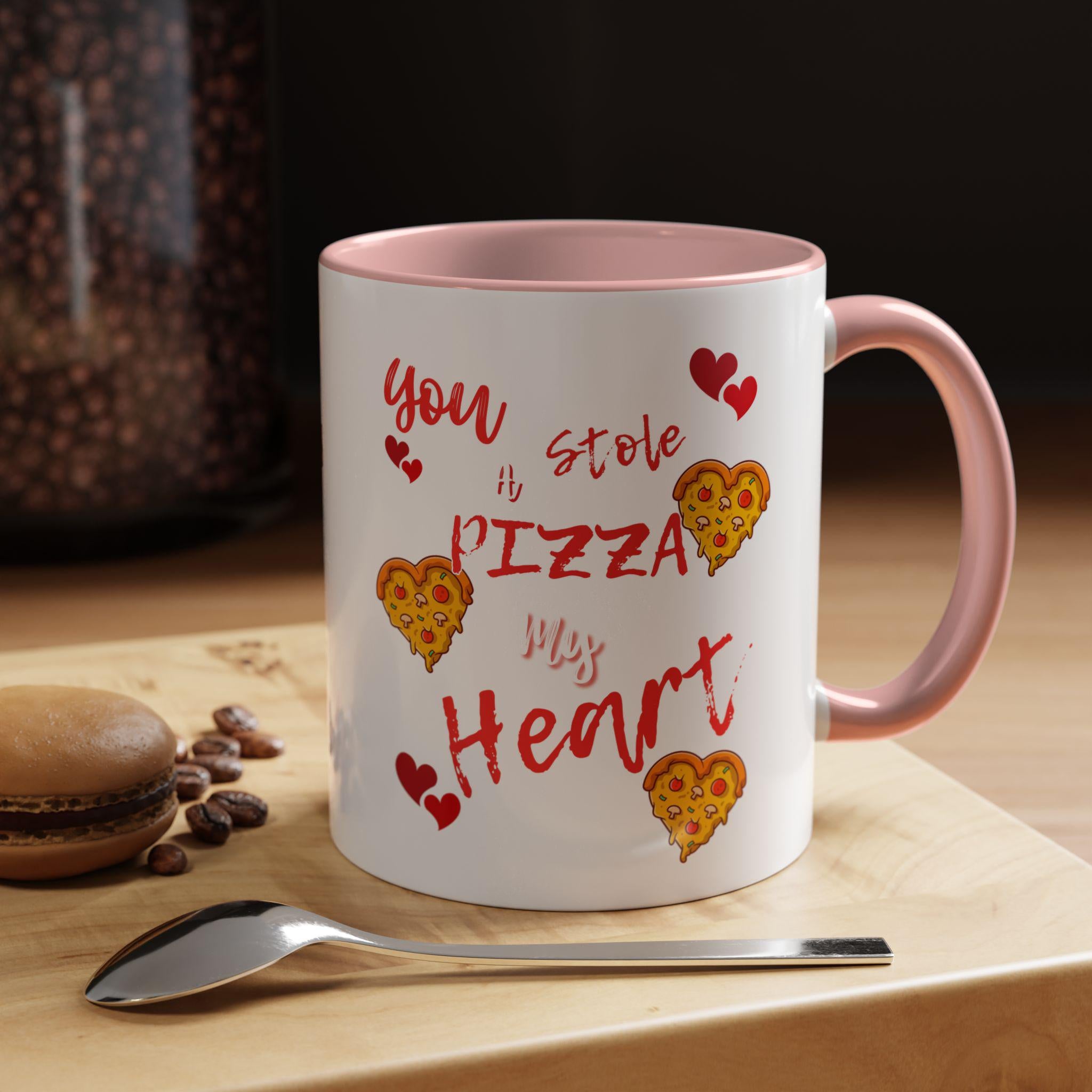 You Stole My Pizza Heart Valentines Day Mug | Heart Pizza Accent Coffee Mug | Foody Valentines Day Mug |