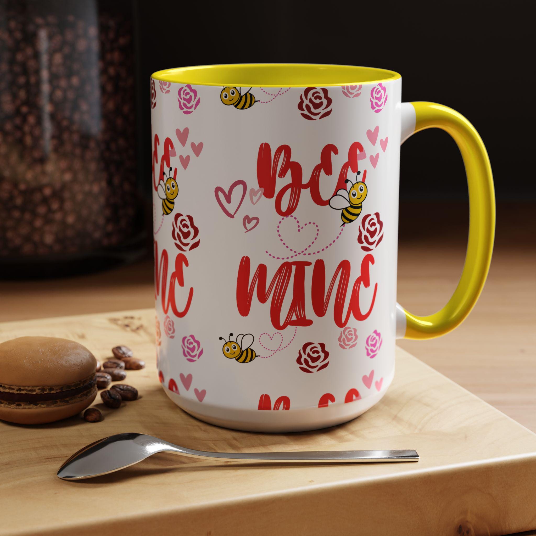 Bee Mine Mug | Valentine Bee Heart Roses Coffee Cup