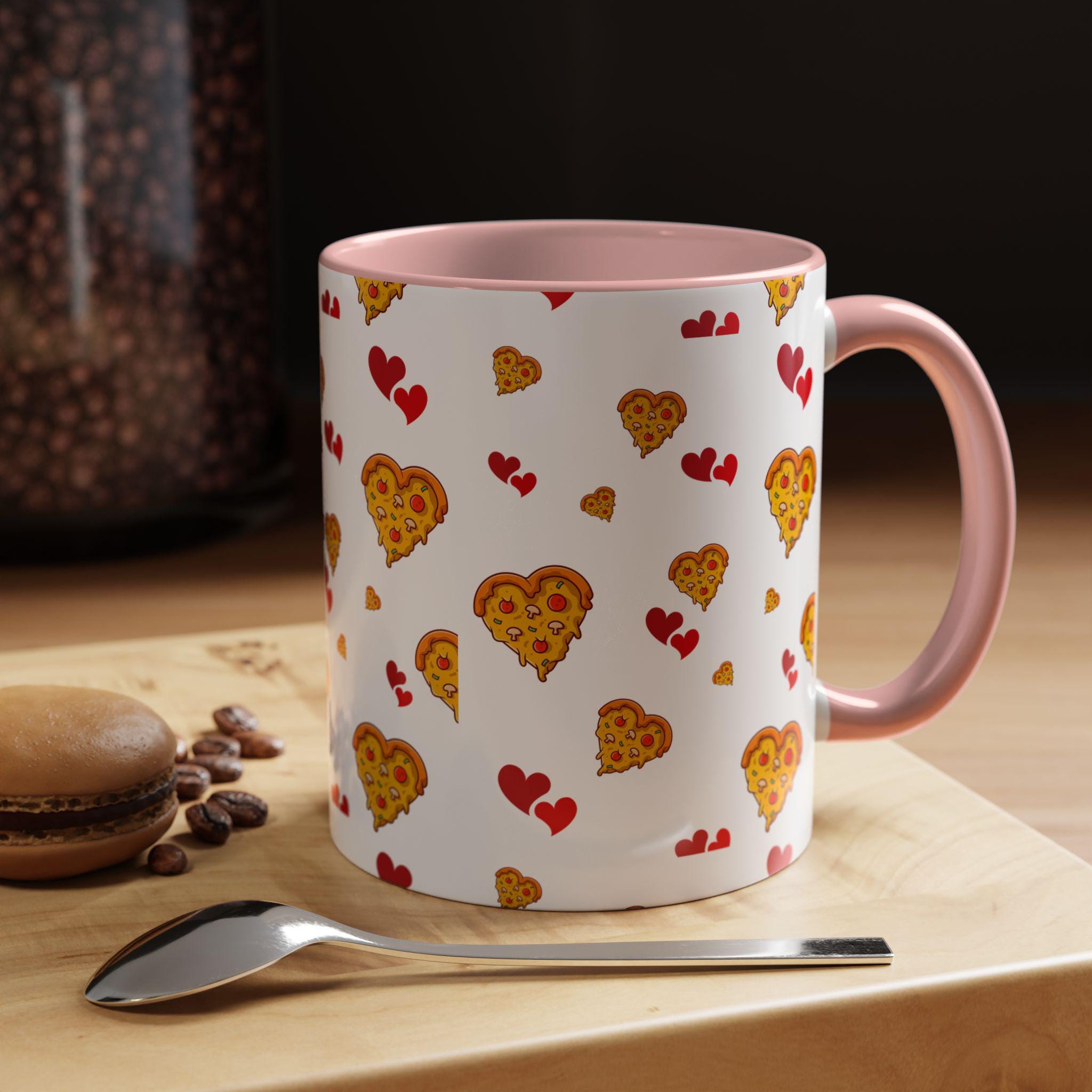 Pizza Heart Valentines Day Mug | Accent Coffee Mug 11oz or 15oz | Love Mug | Heart Mug | Valentines Gift