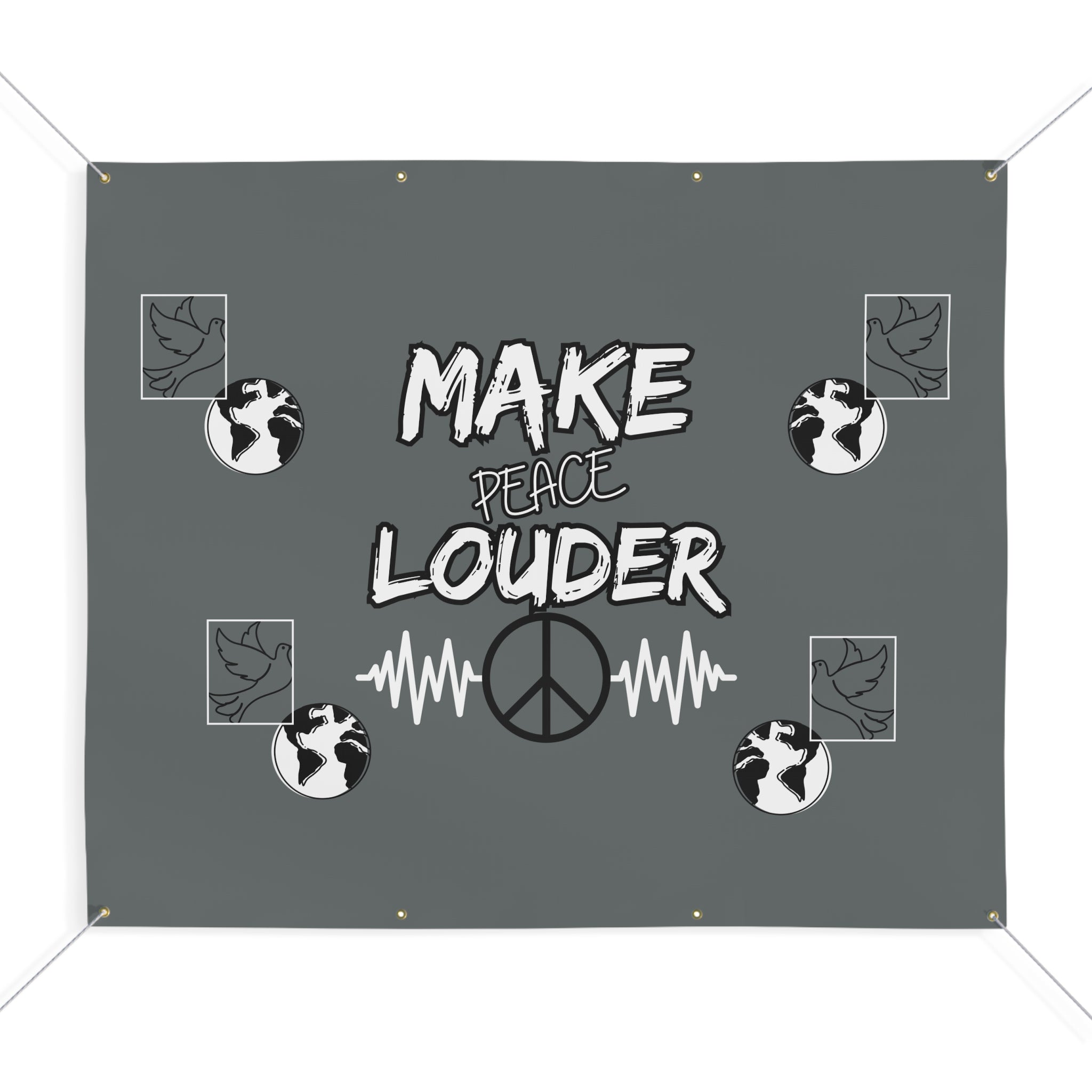 Make Peace Louder Matte Banner(White|Black) | Outdoor Protest & Peace Rally Sign | Peaceful Activism Sign | Social Justice Sign |