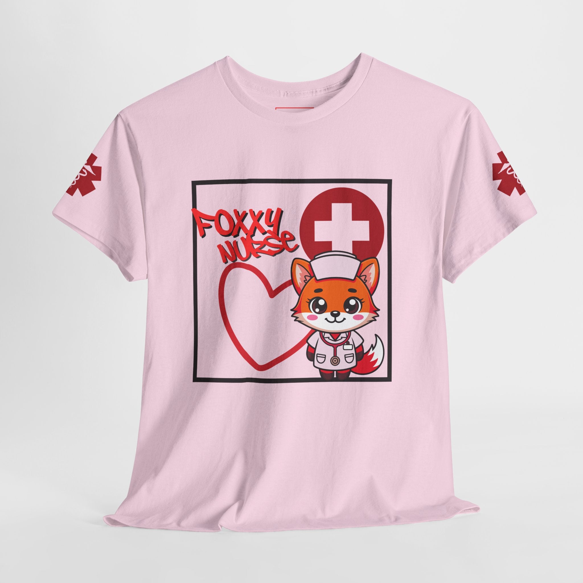Foxxy Nurse Medical T‑Shirt(Red)|Cute Medical for Nurses & Healthcare Staff| Cute Nursing Tee |