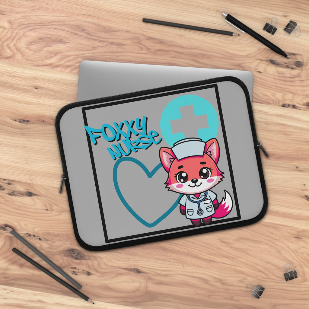 Foxxy Nurse Laptop Sleeve(Light Blue|Grey|)|Laptop/Tablet Case for Nurses & Doctors| Tablet Sleeve For Medical Workers |Medical Symbol Protective Case for Nurses & EMTs