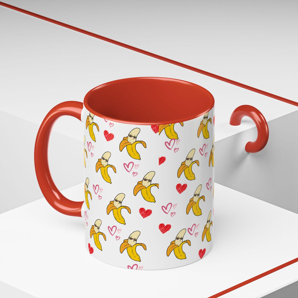 Banana Hearts Valentine Coffee Mug | Cute Valentine Morning Mug | Valentines Day Mug | Cool Valentines
