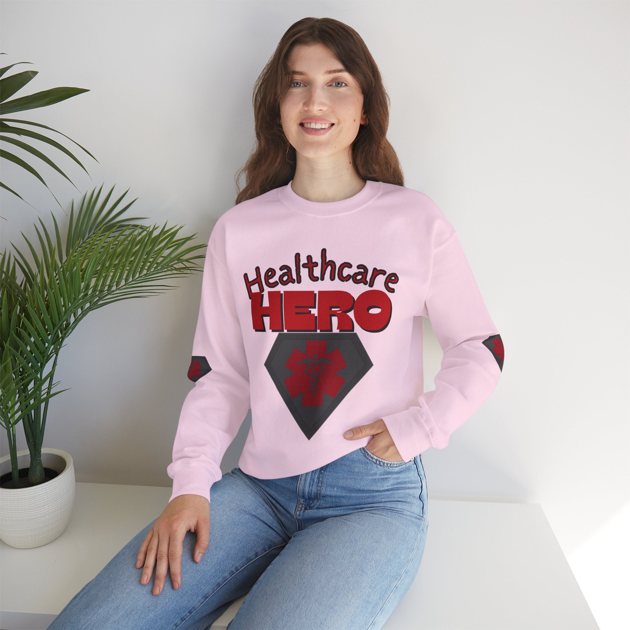 Healthcare Hero Sweatshirt(Red|Black) |  Medical Staff Appreciation Crewneck | Frontline Sweatshirt | EMS Sweater |