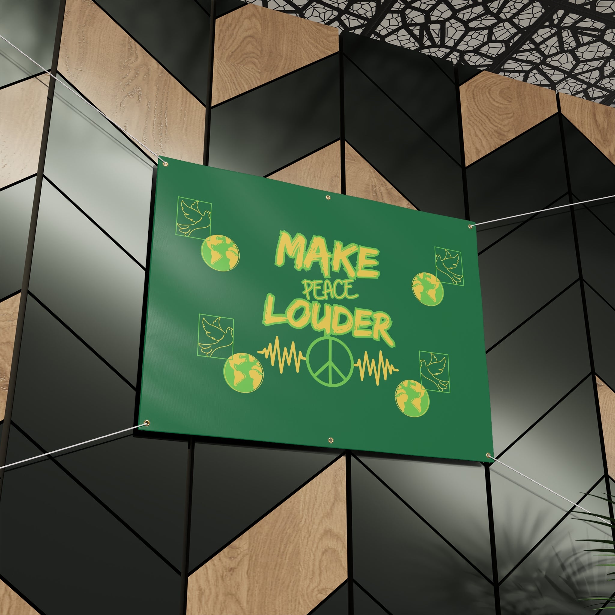 Make Peace Louder Banner(Yellow|Green) | Peace Sign Earth Banner | Peaceful Activist Banner | Social Justice Banner |
