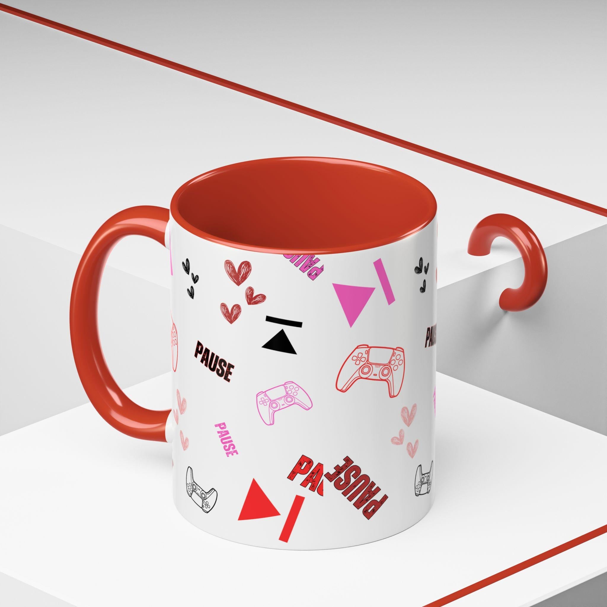 Valentine Gamer Heart Controller Mug | Accent Coffee Mug 11oz 15oz | Gamer Valentines Mug | Gamer Mug |