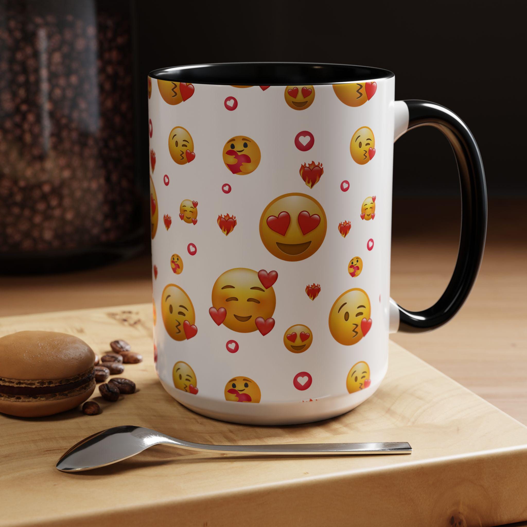 Love Emoji Valentine's Accent Coffee Mug | 11oz 15oz | Love Mug | Valentines Gift | Be Mine Mug