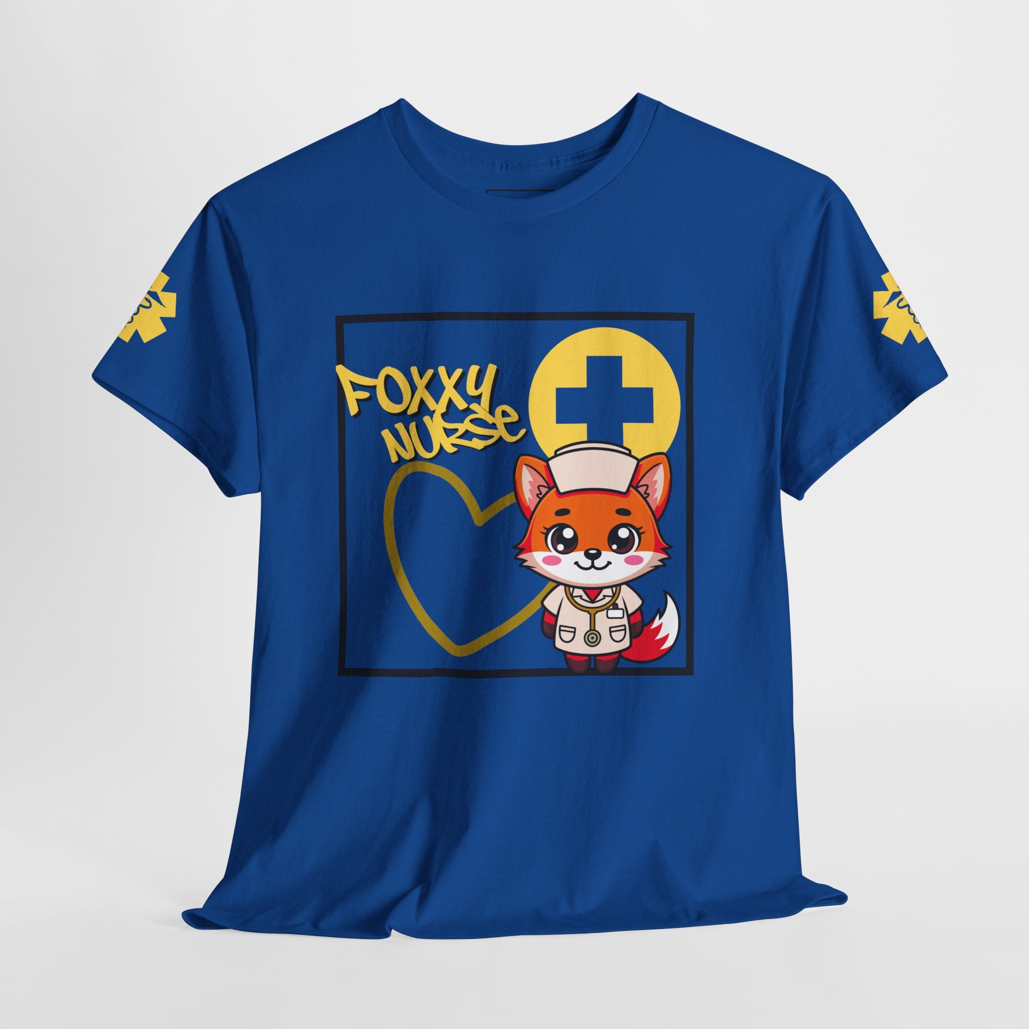 Foxxy Nurse Medical T‑Shirt(Yellow)|Cute Medical for Nurses & Healthcare Staff| Cute Nursing Tee |
