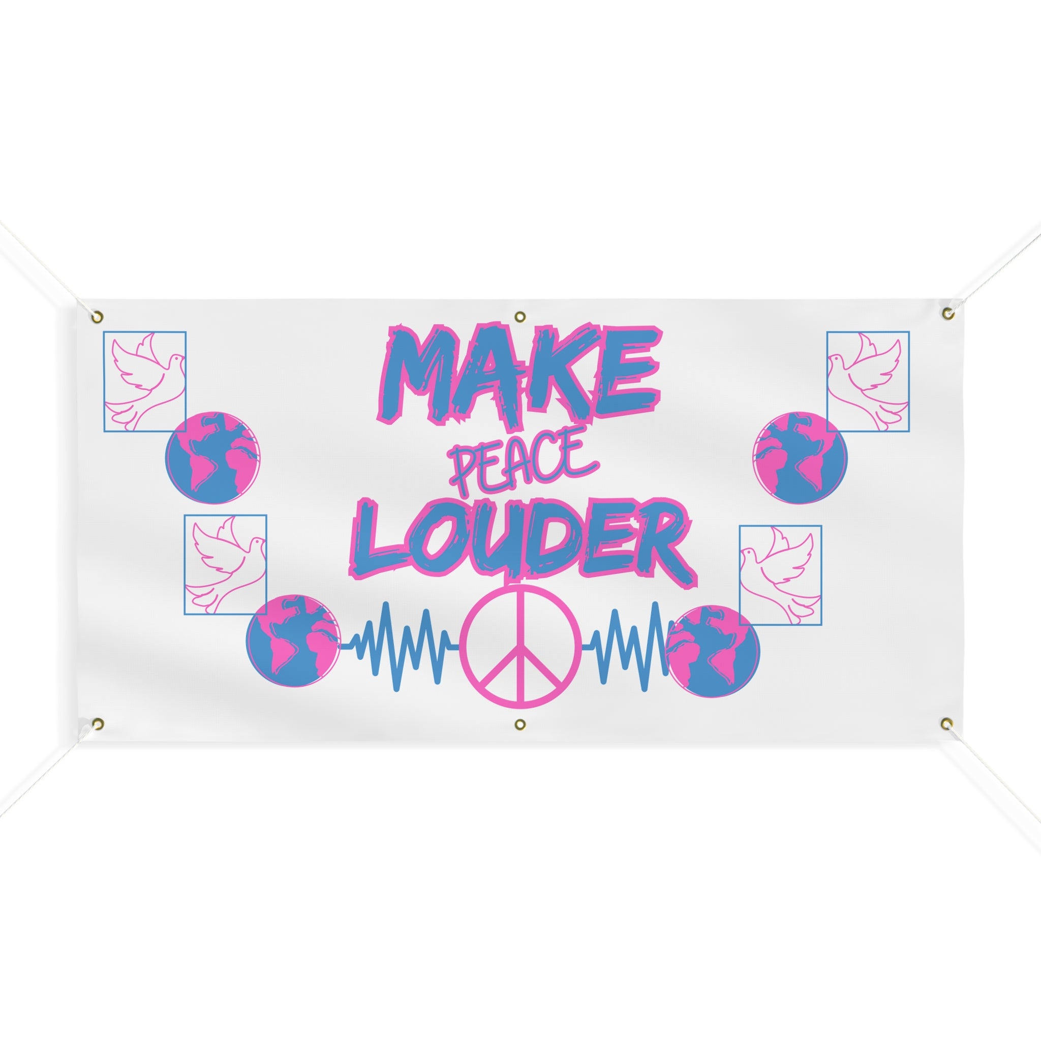 Make Peace Louder Banner(Blue|Pink) |  Peace Sign Vinyl Banner | Activist Banner | Protest Banner |