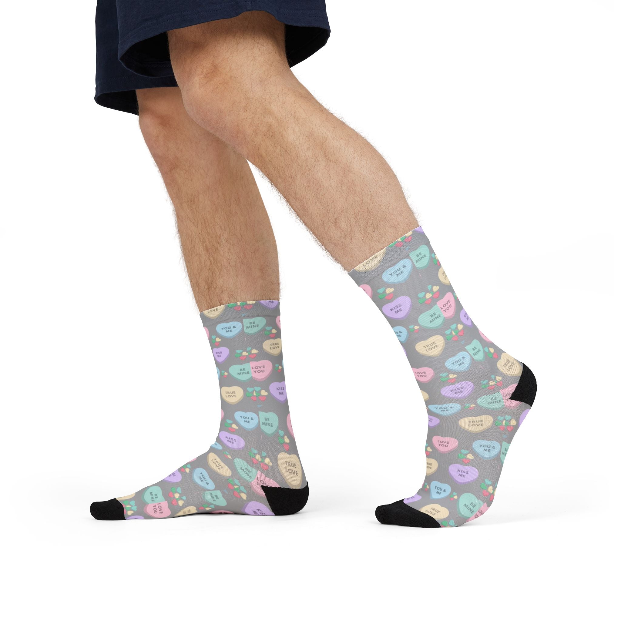 Candy Kisses Valentines Day Crew Socks | Heart Socks | Candy Socks |