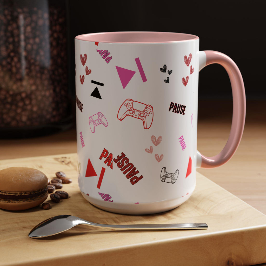 Valentine Gamer Heart Controller Mug | Accent Coffee Mug 11oz 15oz | Gamer Valentines Mug | Gamer Mug |