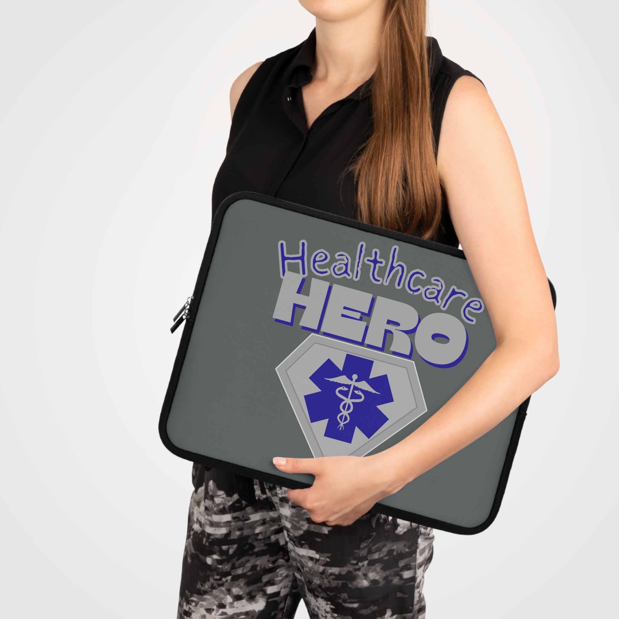 Healthcare Hero Laptop Sleeve(Blue|Grey)|Laptop/Tablet Case for Nurses & Doctors| Tablet Sleeve For Medical Workers |