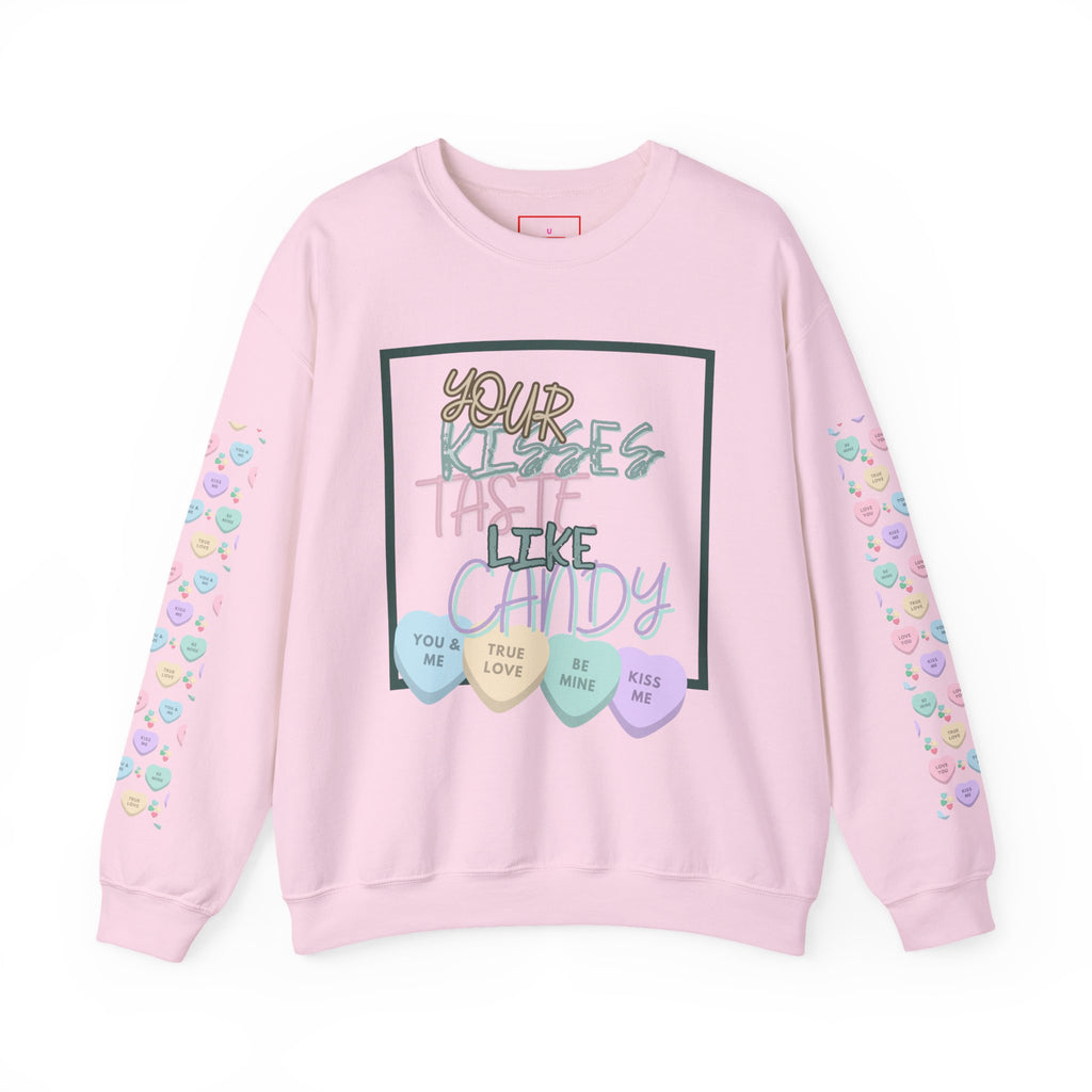 Candy Kisses Valentines Day Crewneck Sweatshirt | Heart Sweater | Candy Sweater |
