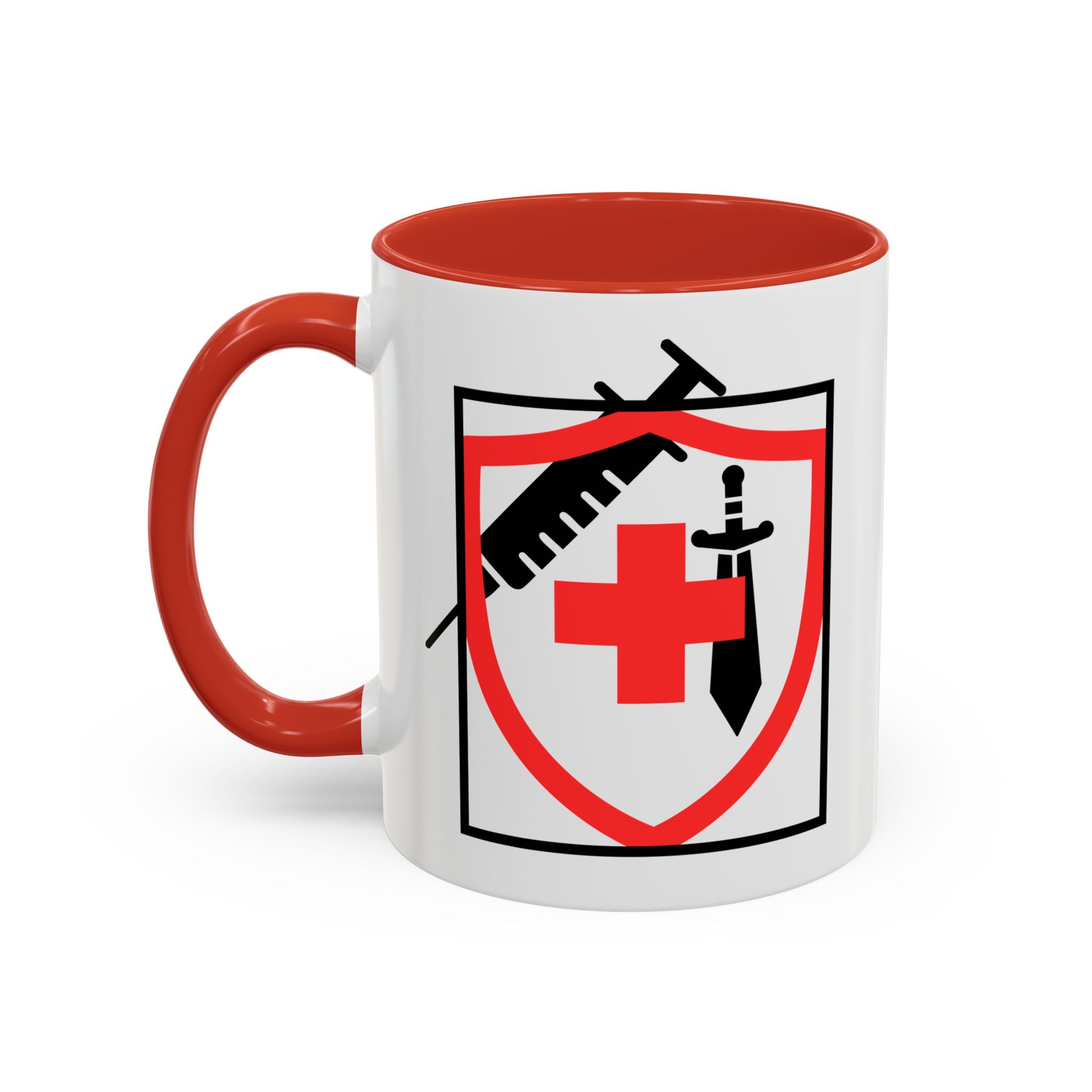 COVID Warrior Coffee Mug(Red|Black) | Vaccine Shield Accent Mug 11/15oz| Medical Staff Work Mug |