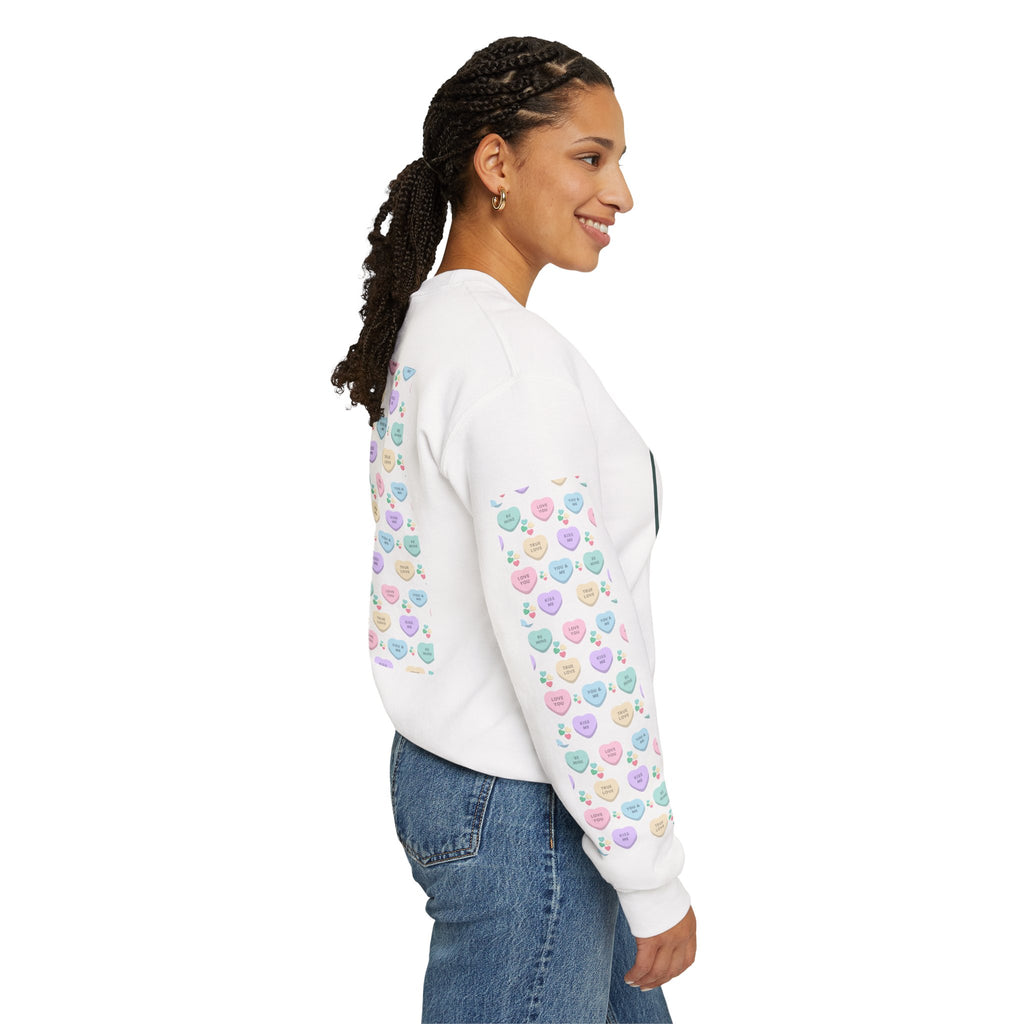 Candy Kisses Valentines Day Crewneck Sweatshirt | Heart Sweater | Candy Sweater |