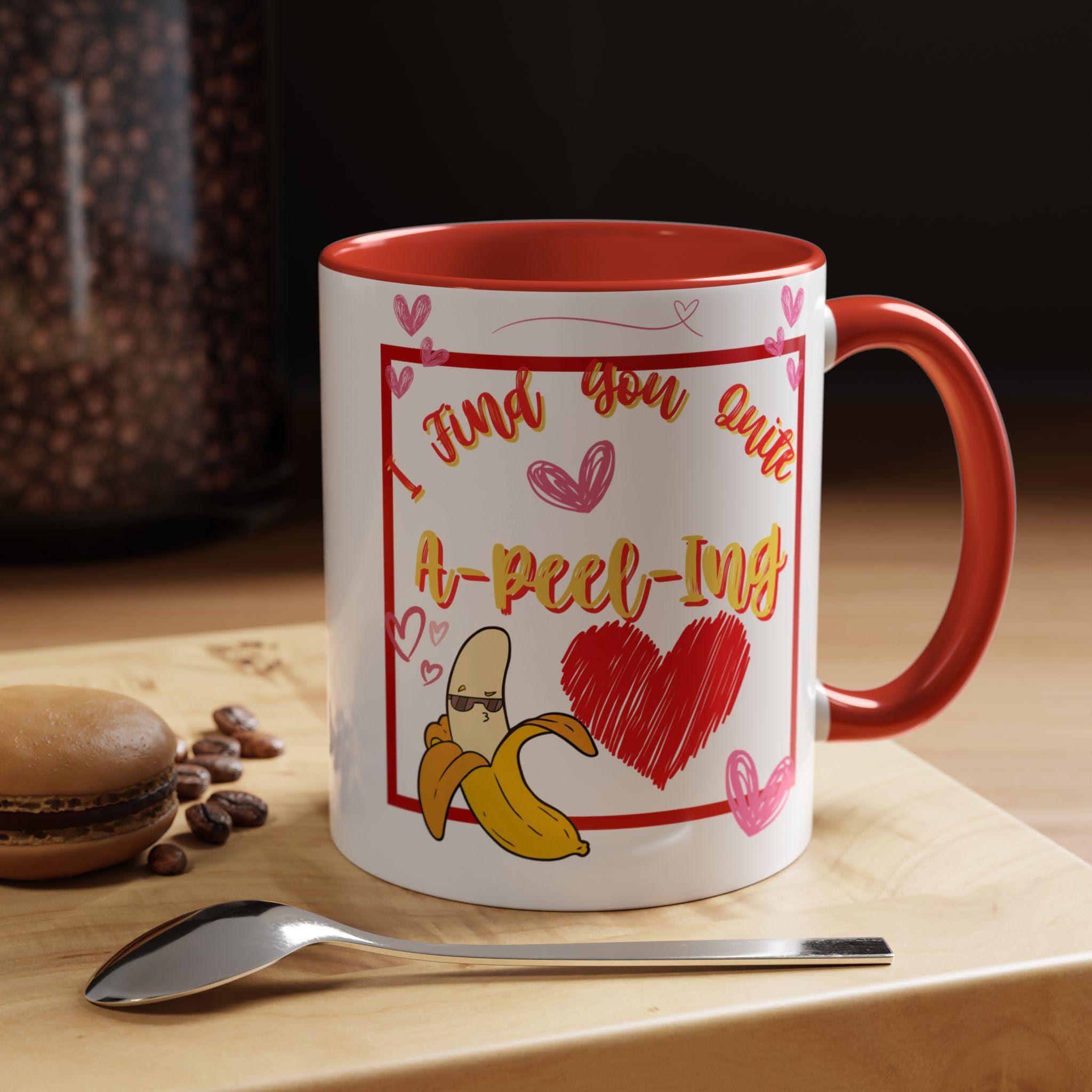 A-Peel-Ling Valentines Day Accent Coffee Mug (11, 15oz) | Love Mug | Heart Mug | Funny Mug |
