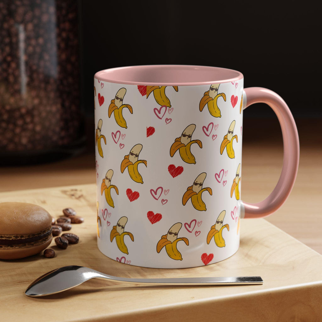 Banana Hearts Valentine Coffee Mug | Cute Valentine Morning Mug | Valentines Day Mug | Cool Valentines