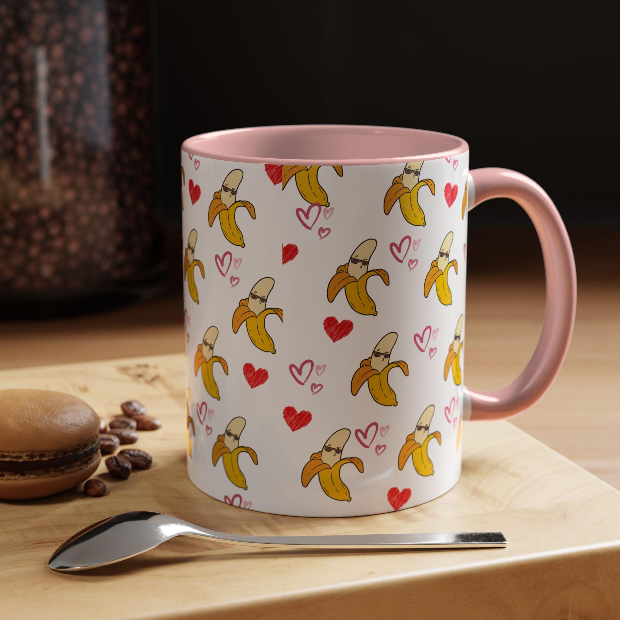 Banana Hearts Valentine Coffee Mug | Cute Valentine Morning Mug | Valentines Day Mug | Cool Valentines