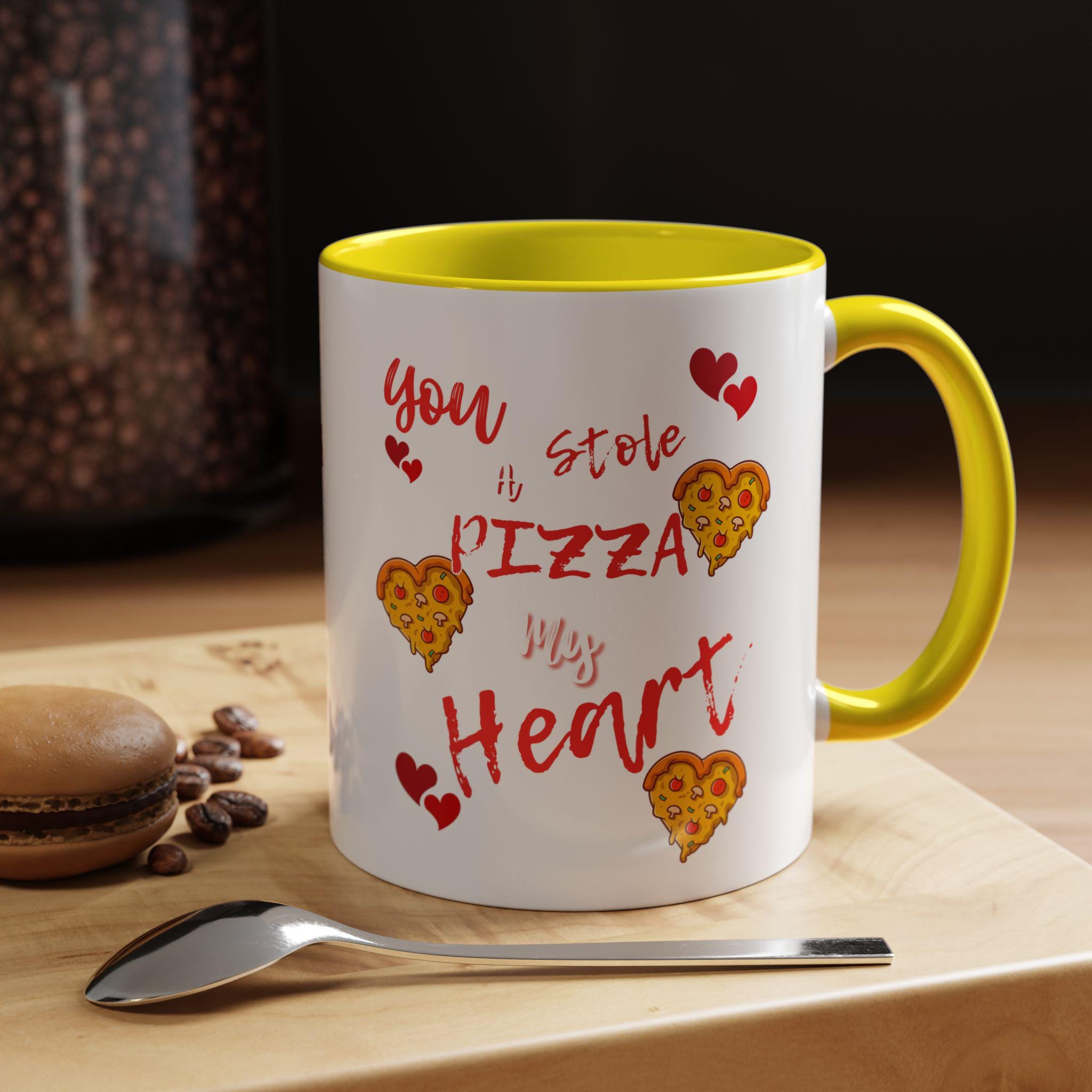 You Stole My Pizza Heart Valentines Day Mug | Heart Pizza Accent Coffee Mug | Foody Valentines Day Mug |