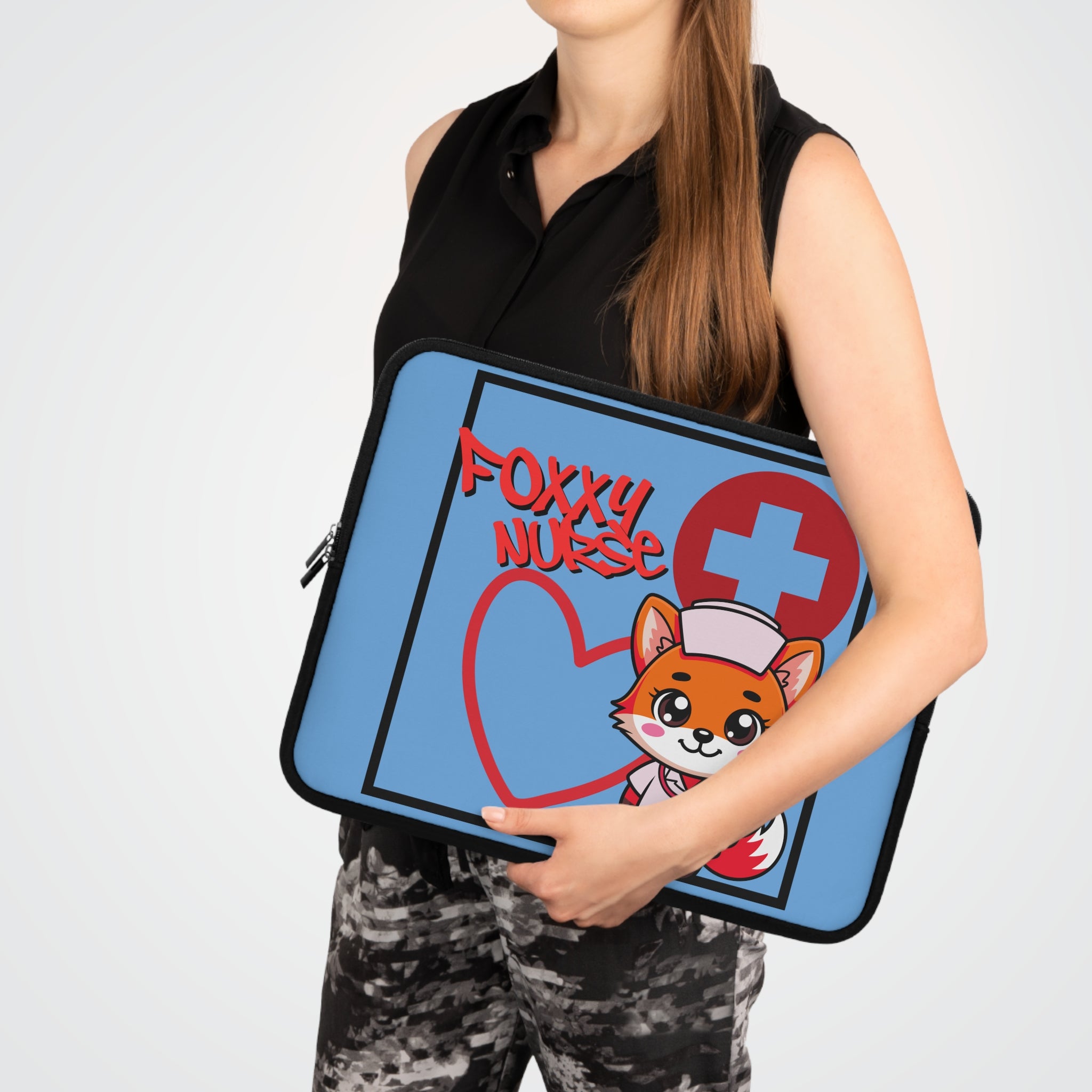 Foxxy Nurse Laptop Sleeve(Red|Light Blue|)|Laptop/Tablet Case for Nurses & Doctors| Tablet Sleeve For Medical Workers |Medical Symbol Protective Case for Nurses & EMTs