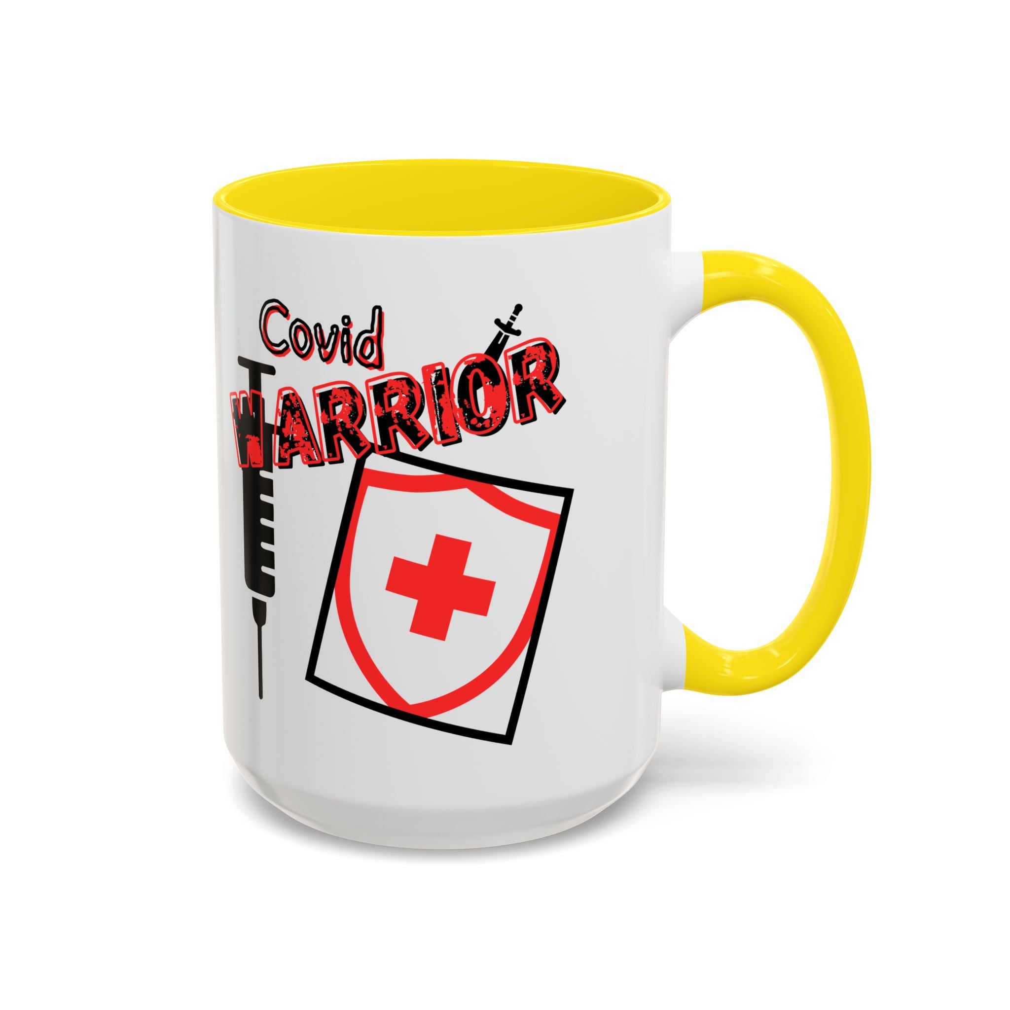COVID Warrior Coffee Mug(Red|Black) | Vaccine Shield Accent Mug 11/15oz| Medical Staff Work Mug |