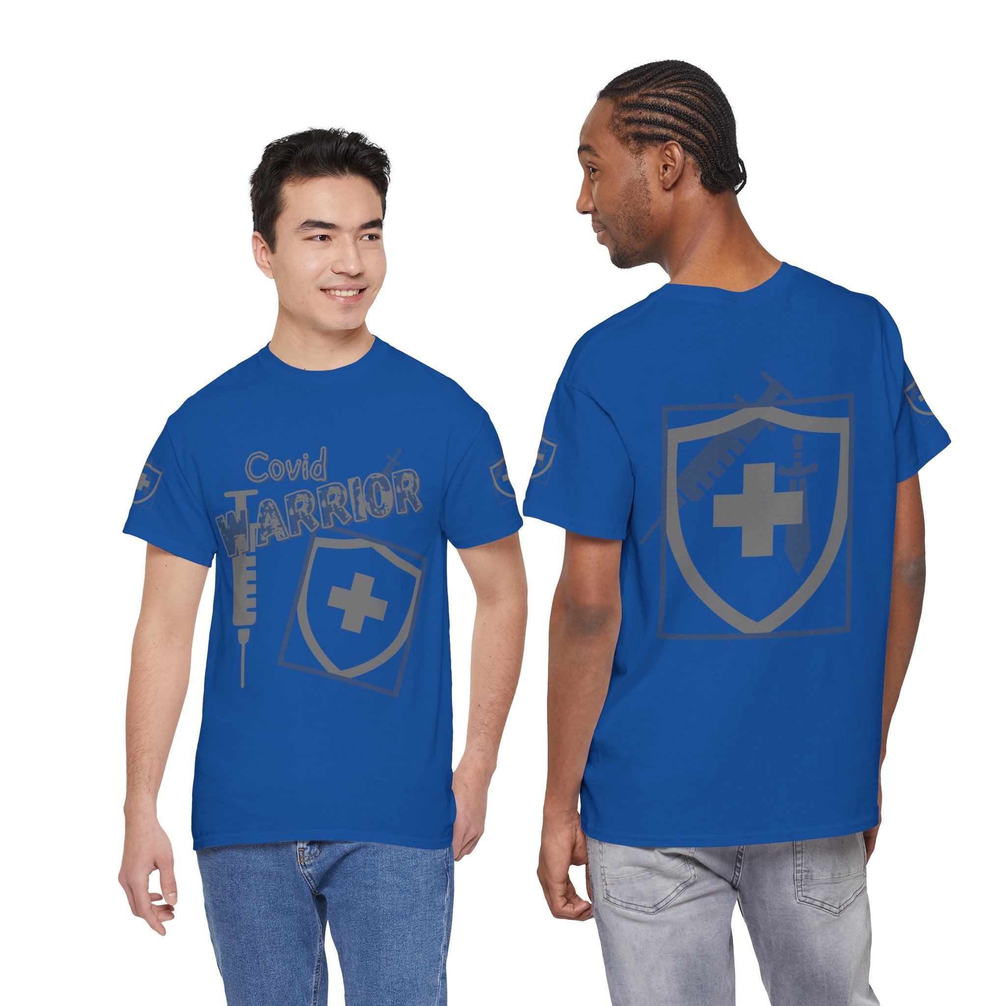 COVID Warrior Nurse & EMS T-Shirt(Blue|Grey) | Medical Staff Tribute Tee | EMS Casual Tee |