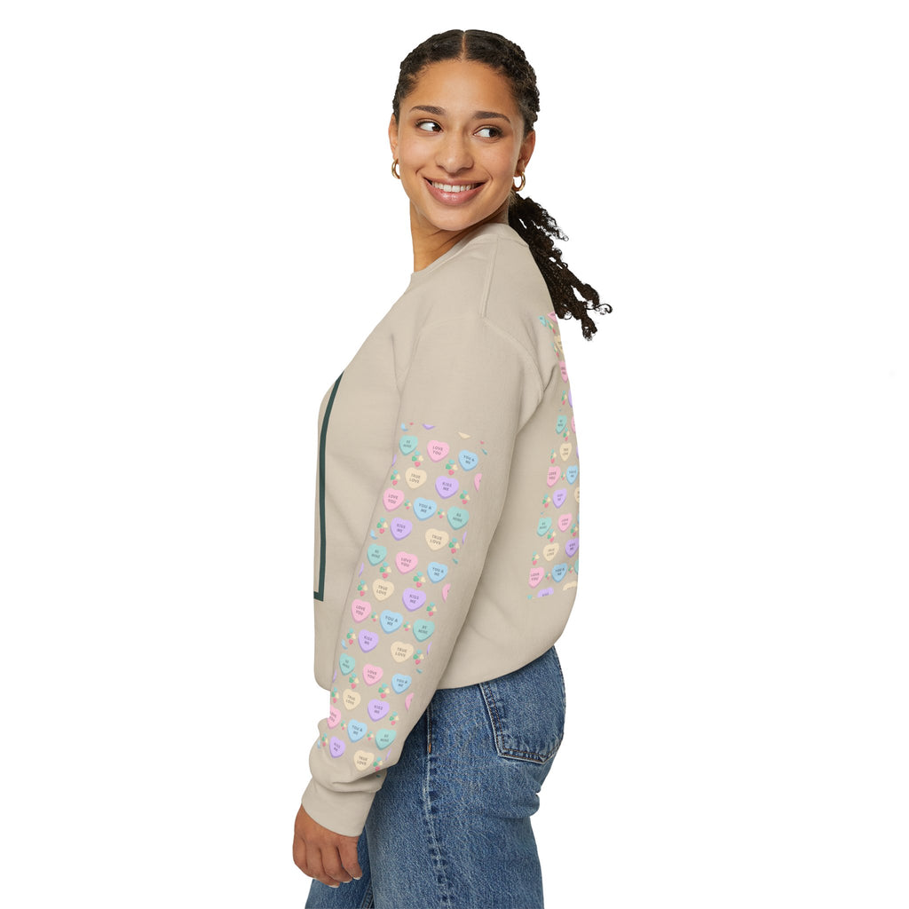 Candy Kisses Valentines Day Crewneck Sweatshirt | Heart Sweater | Candy Sweater |