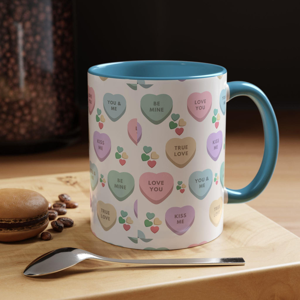 Heart Candy Valentine Accent Coffee Mug | 11oz 15oz | Valentine Mug | Valentine Gift