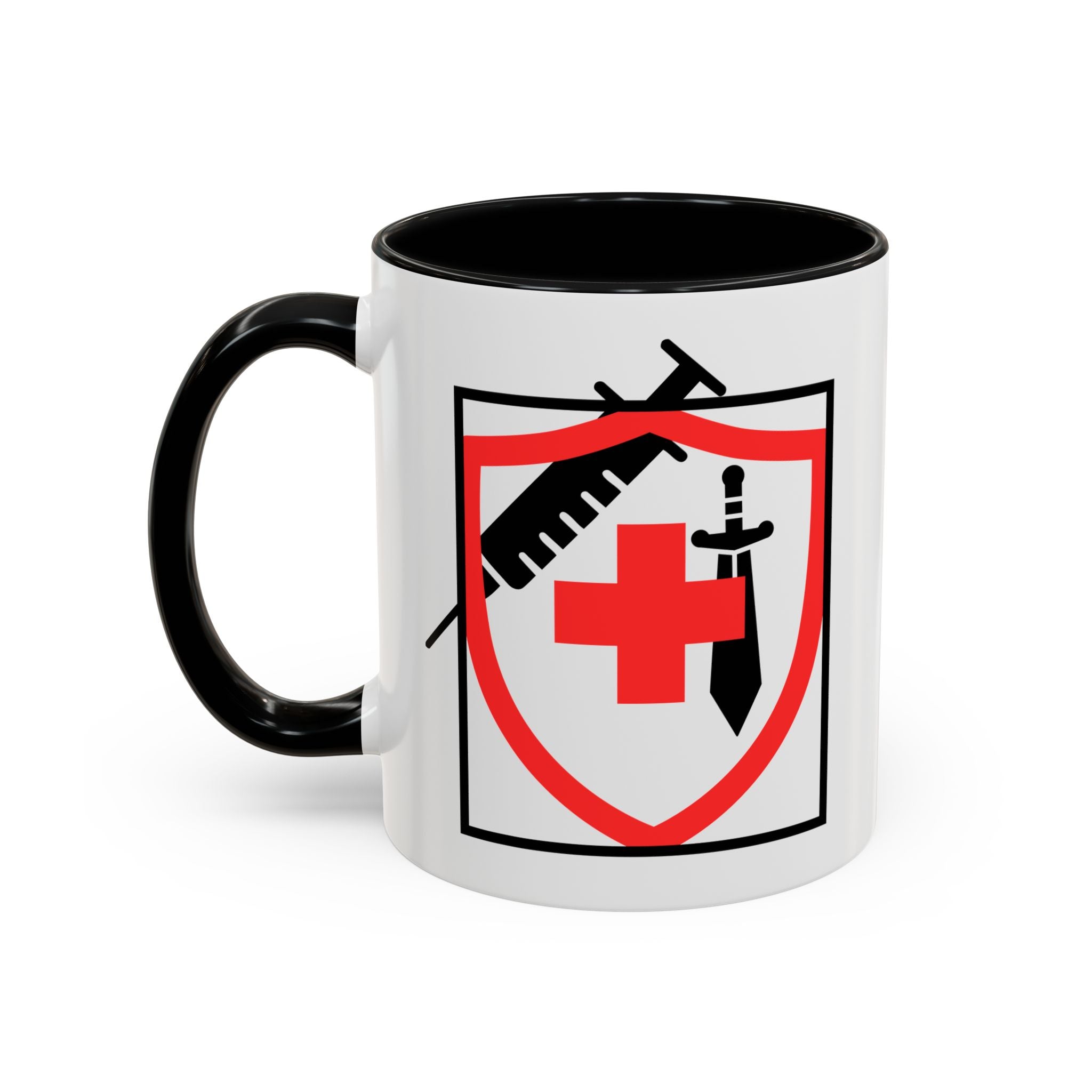 COVID Warrior Coffee Mug(Red|Black) | Vaccine Shield Accent Mug 11/15oz| Medical Staff Work Mug |