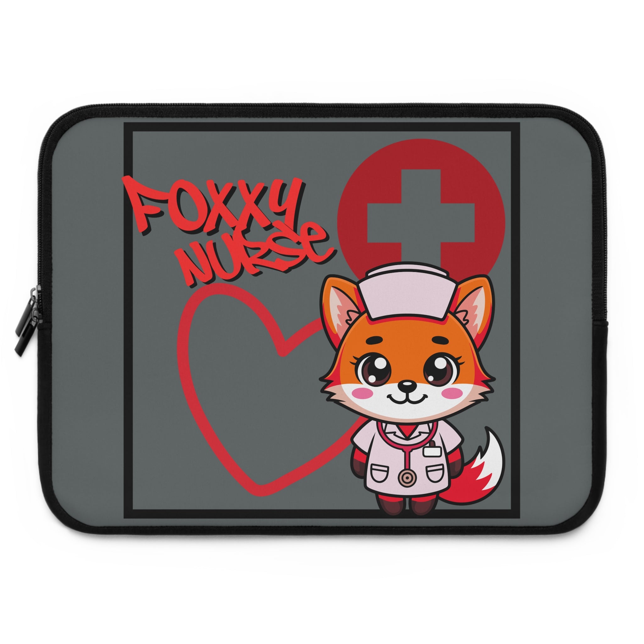 Foxxy Nurse Laptop Sleeve(Red|Grey|)|Laptop/Tablet Case for Nurses & Doctors| Tablet Sleeve For Medical Workers |Medical Symbol Protective Case for Nurses & EMTs