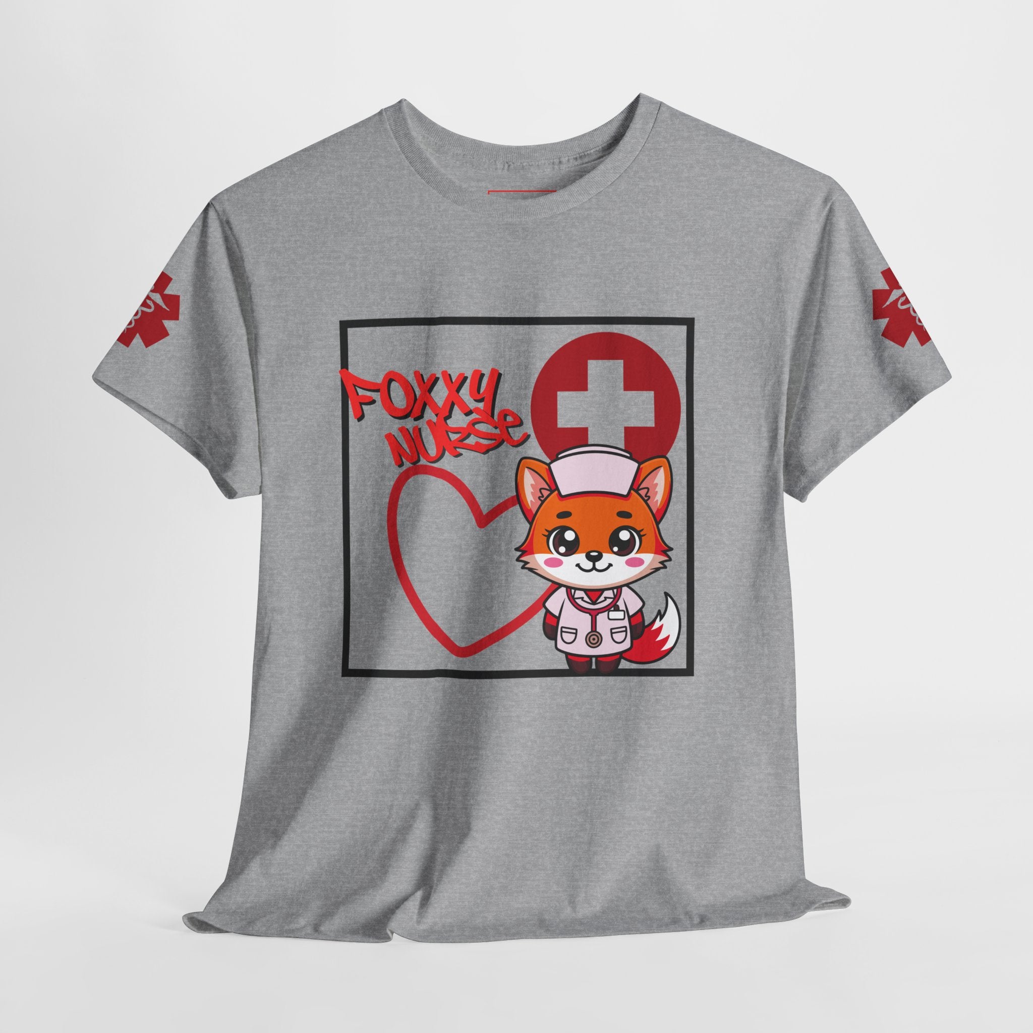 Foxxy Nurse Medical T‑Shirt(Red)|Cute Medical for Nurses & Healthcare Staff| Cute Nursing Tee |