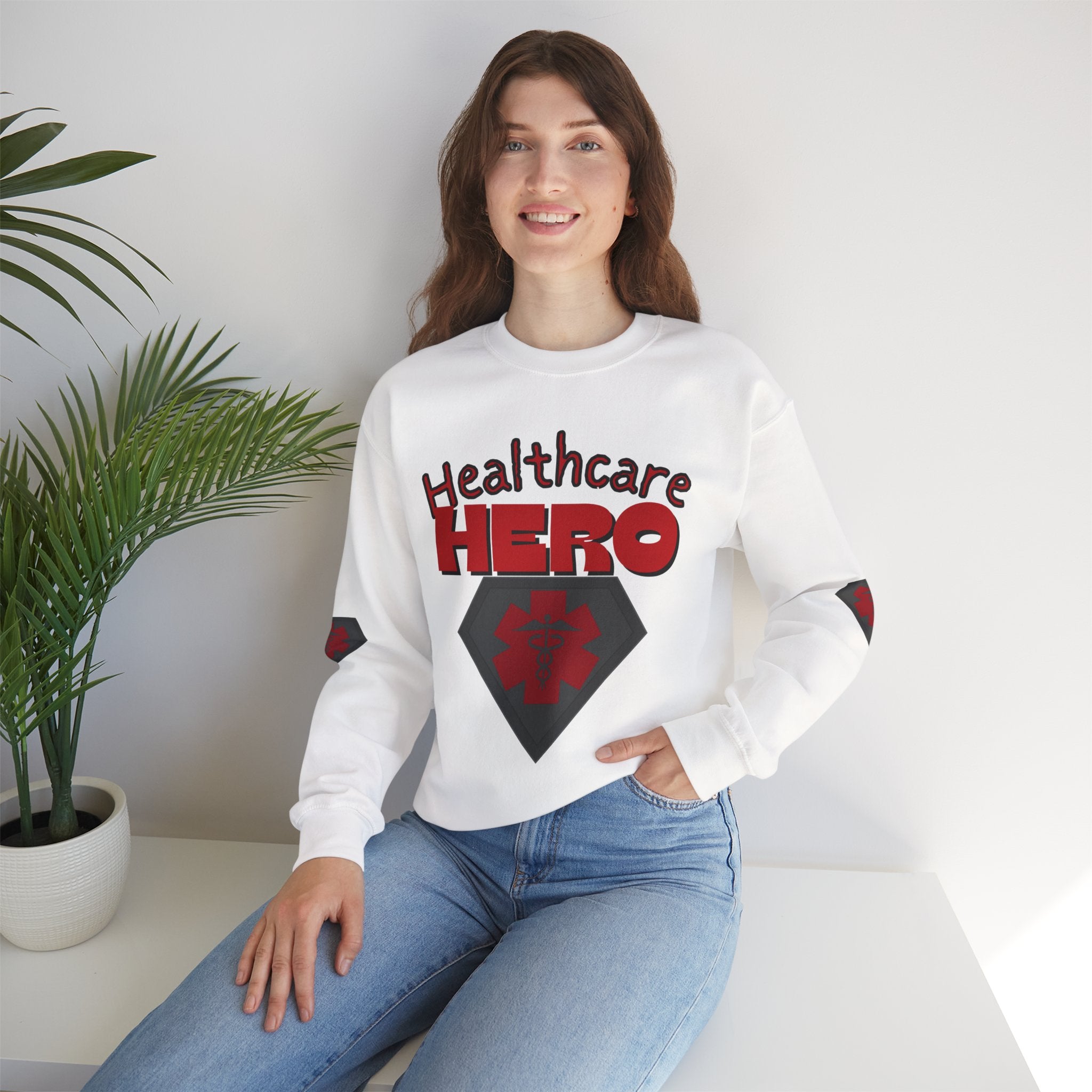 Healthcare Hero Sweatshirt(Red|Black) |  Medical Staff Appreciation Crewneck | Frontline Sweatshirt | EMS Sweater |