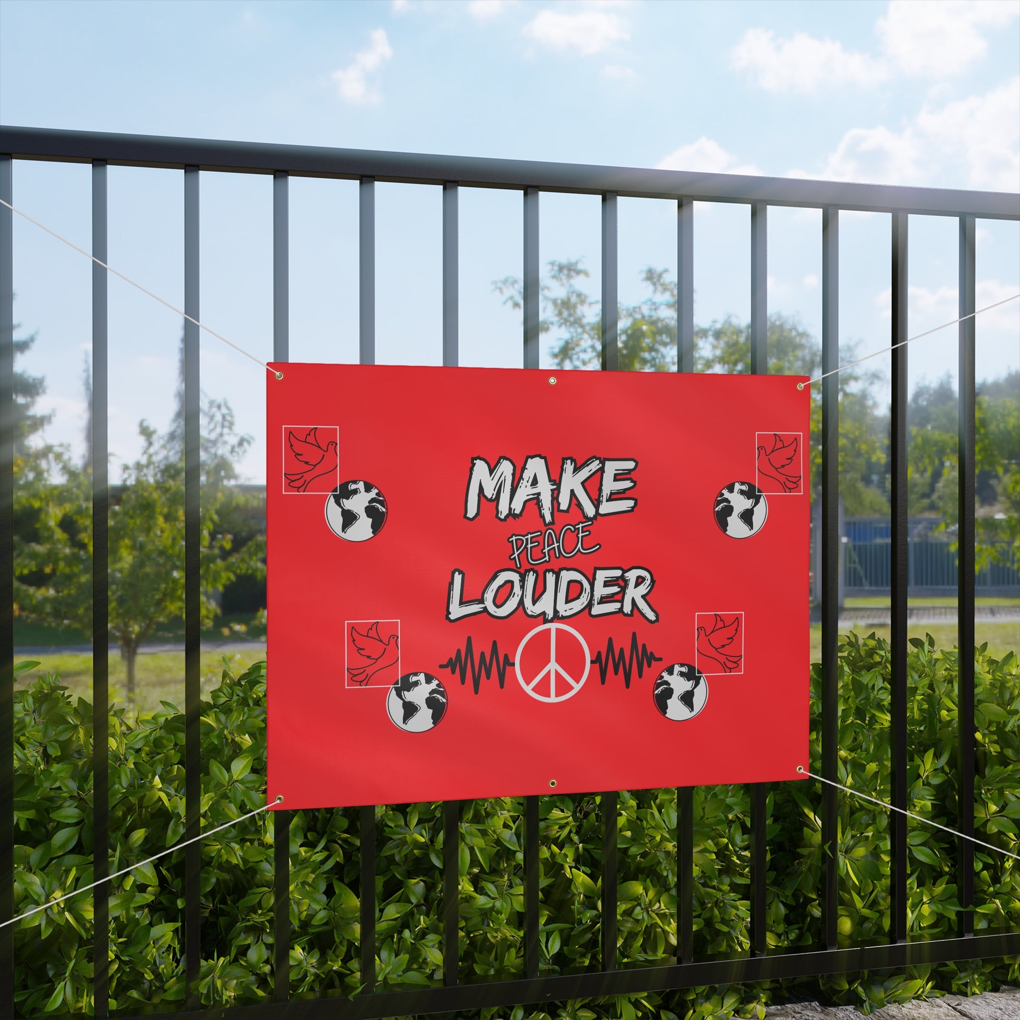 Make Peace Louder Banner(Grey|Black) | Peace Sign Protest Banner Rallies & Events | Activist Banner |