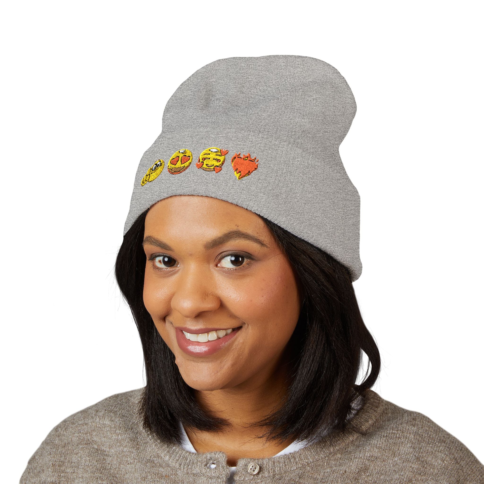 Embroidered Emoji Valentines Day Beanie | Emoji Heart Beanie | Love Beanie |