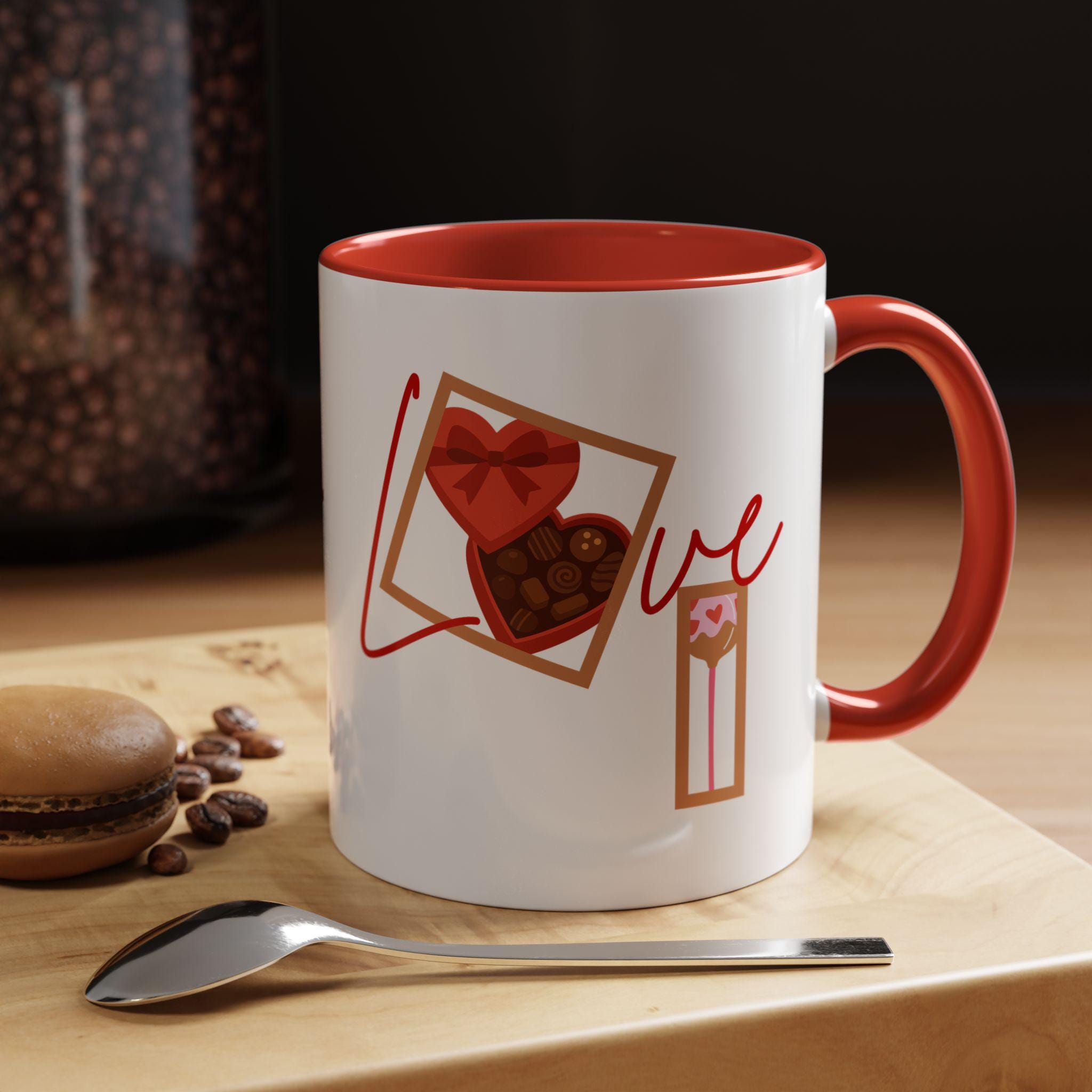 Love Chocolates Mug | Accent Coffee Mug (11oz, 15oz) Valentine's Day Mug | Love Mug | Heart Mug
